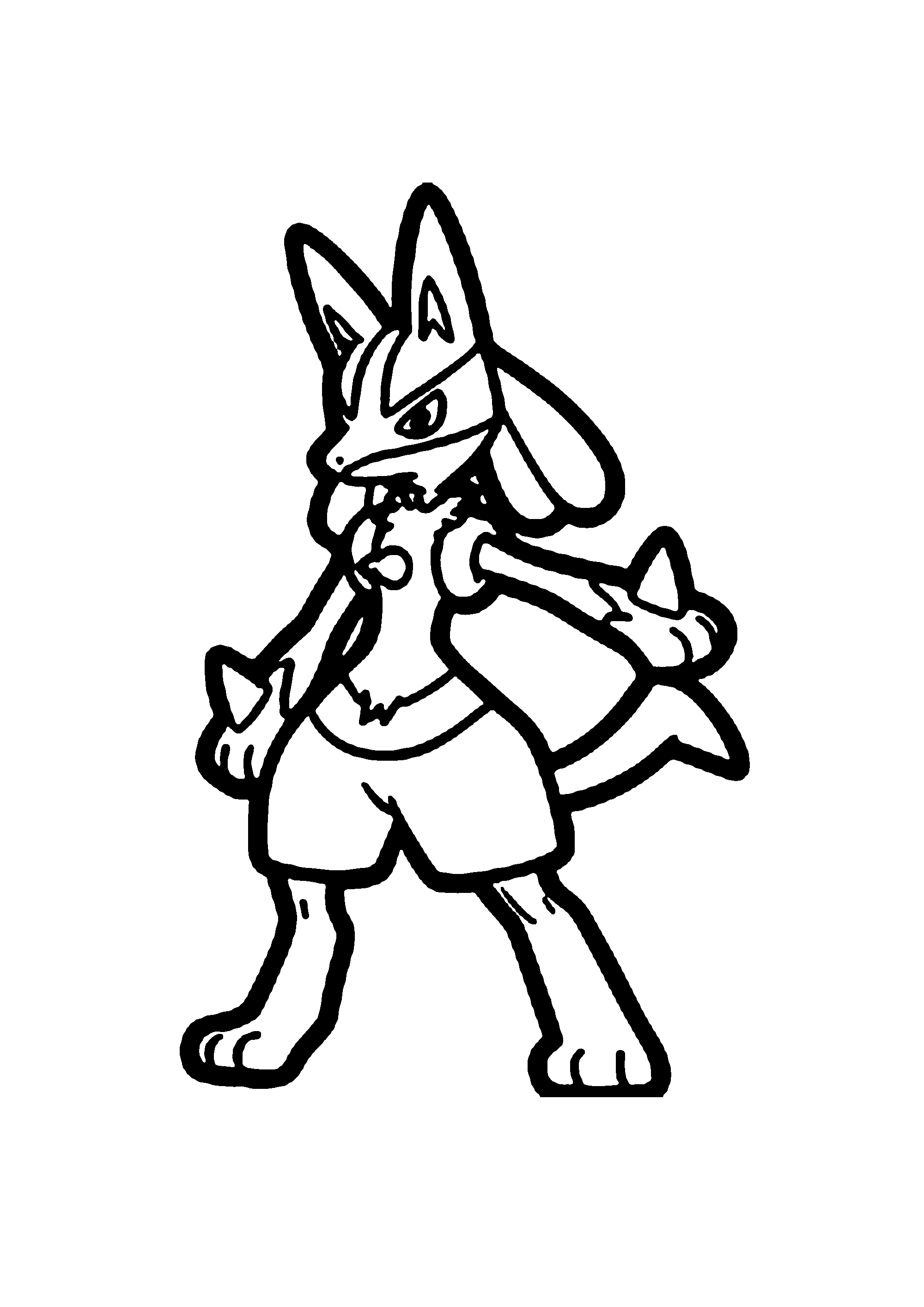 Coloriage aux contours nets : Coloriage Lucario