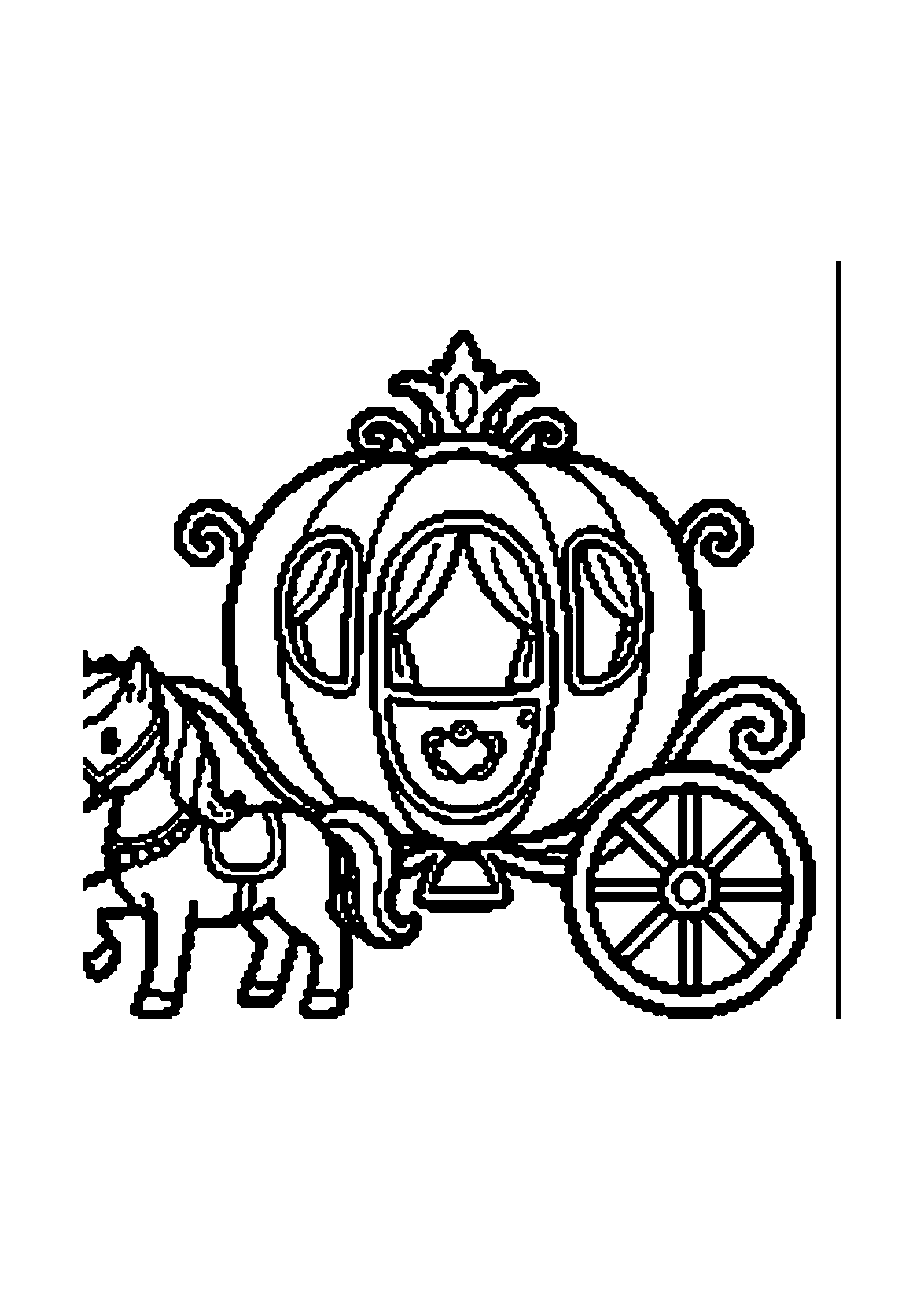 Coloriage aux contours nets : Princesse dans sa Magnifique Robe de Bal