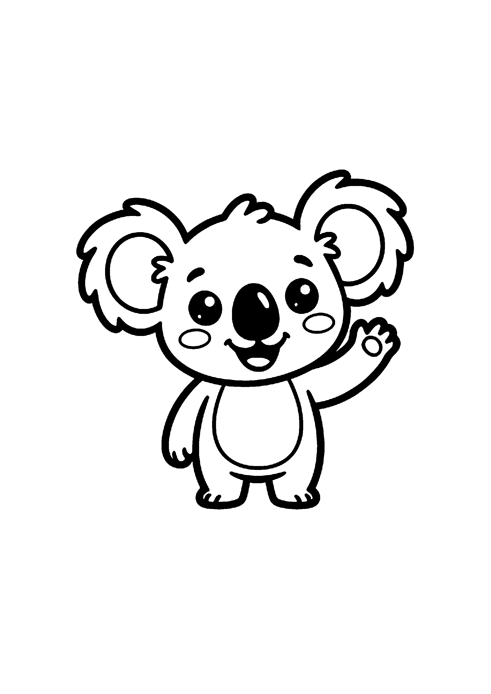 Coloriage aux contours nets : Mignon Stitch Faisant Coucou de la Patte