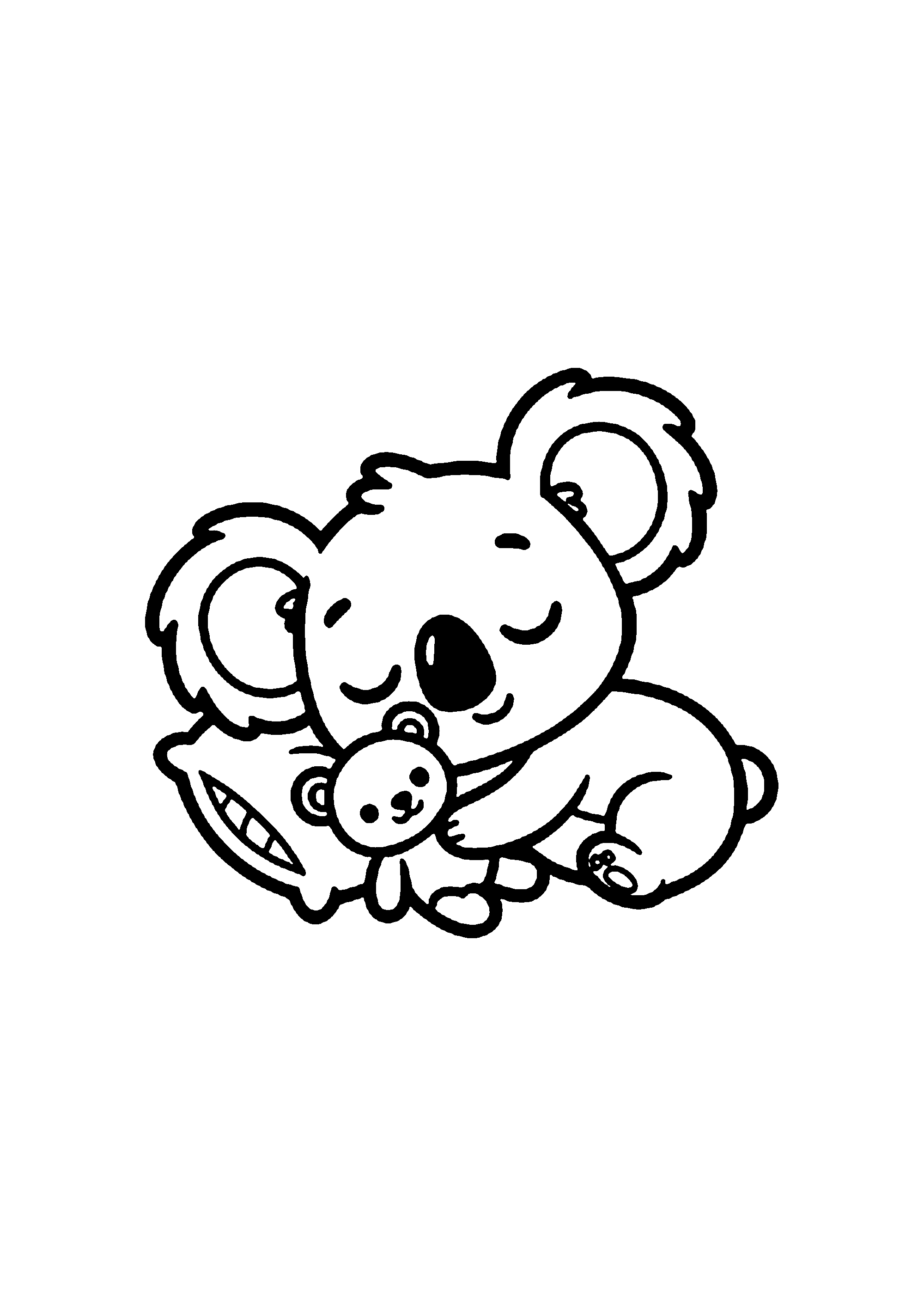 Coloriage aux contours nets : Stitch Endormi sur son Oreiller avec son Doudou