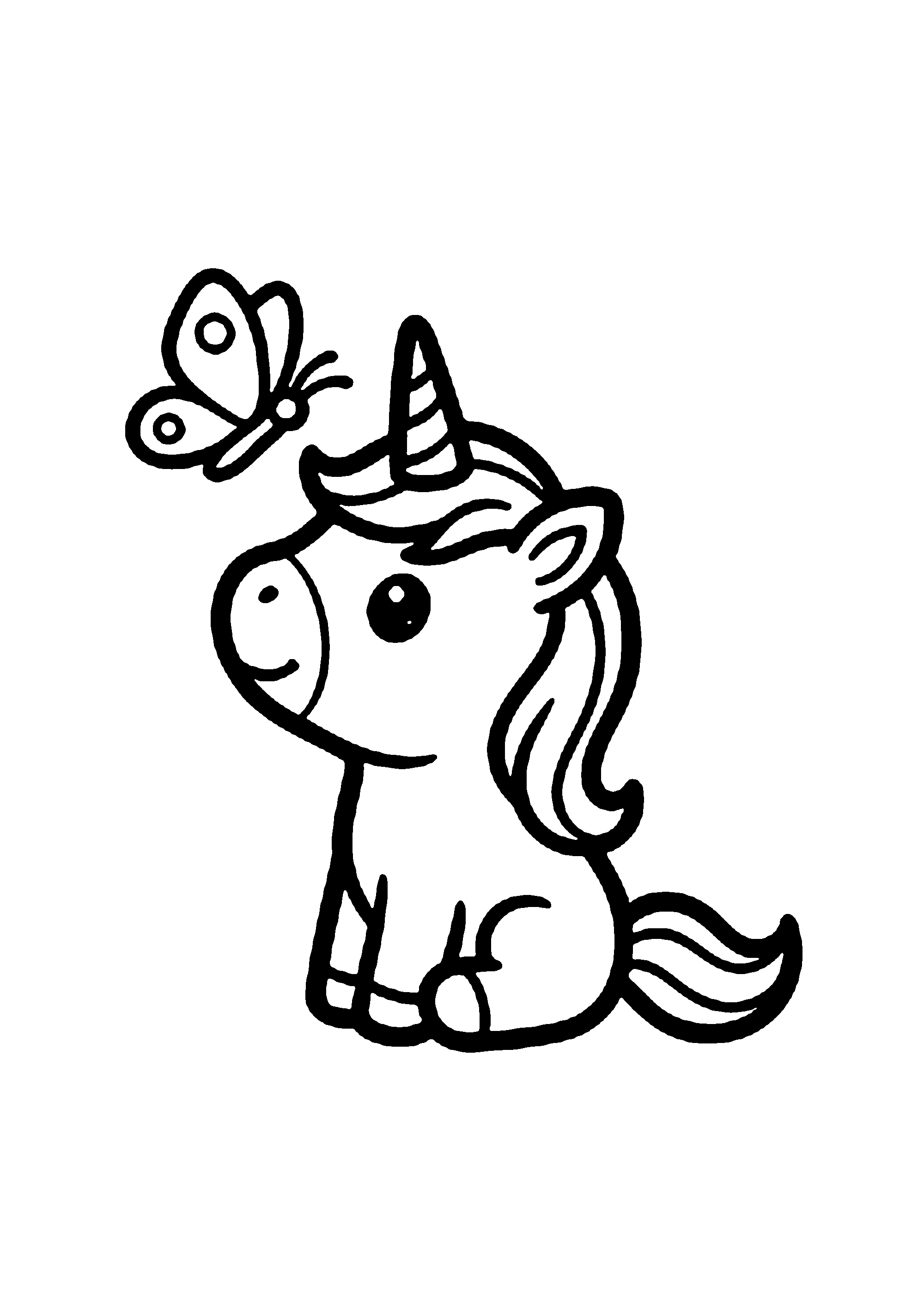Coloriage aux contours nets : Licorne Céleste Enchantée