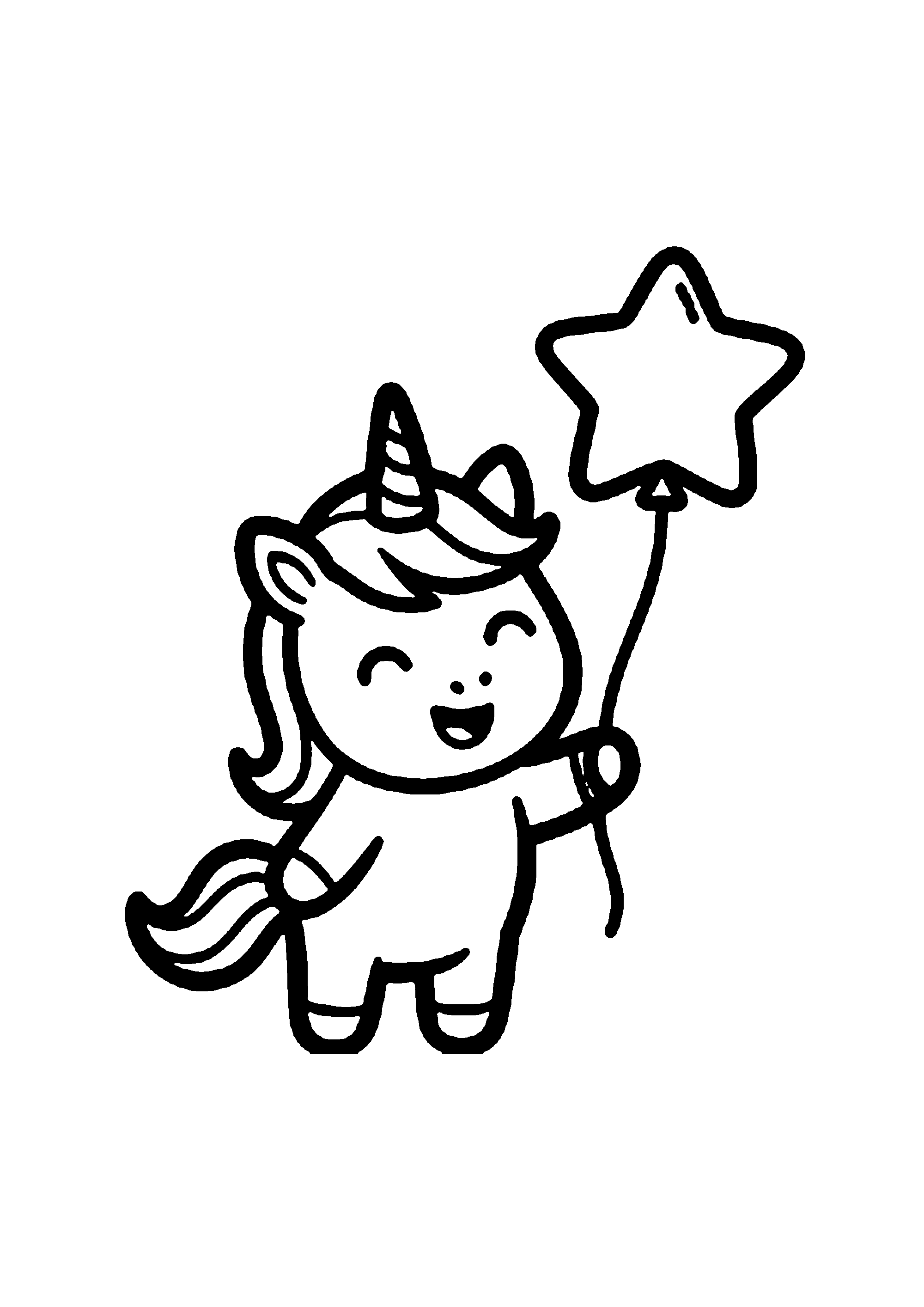 Coloriage aux contours nets : Licorne Céleste Enchantée