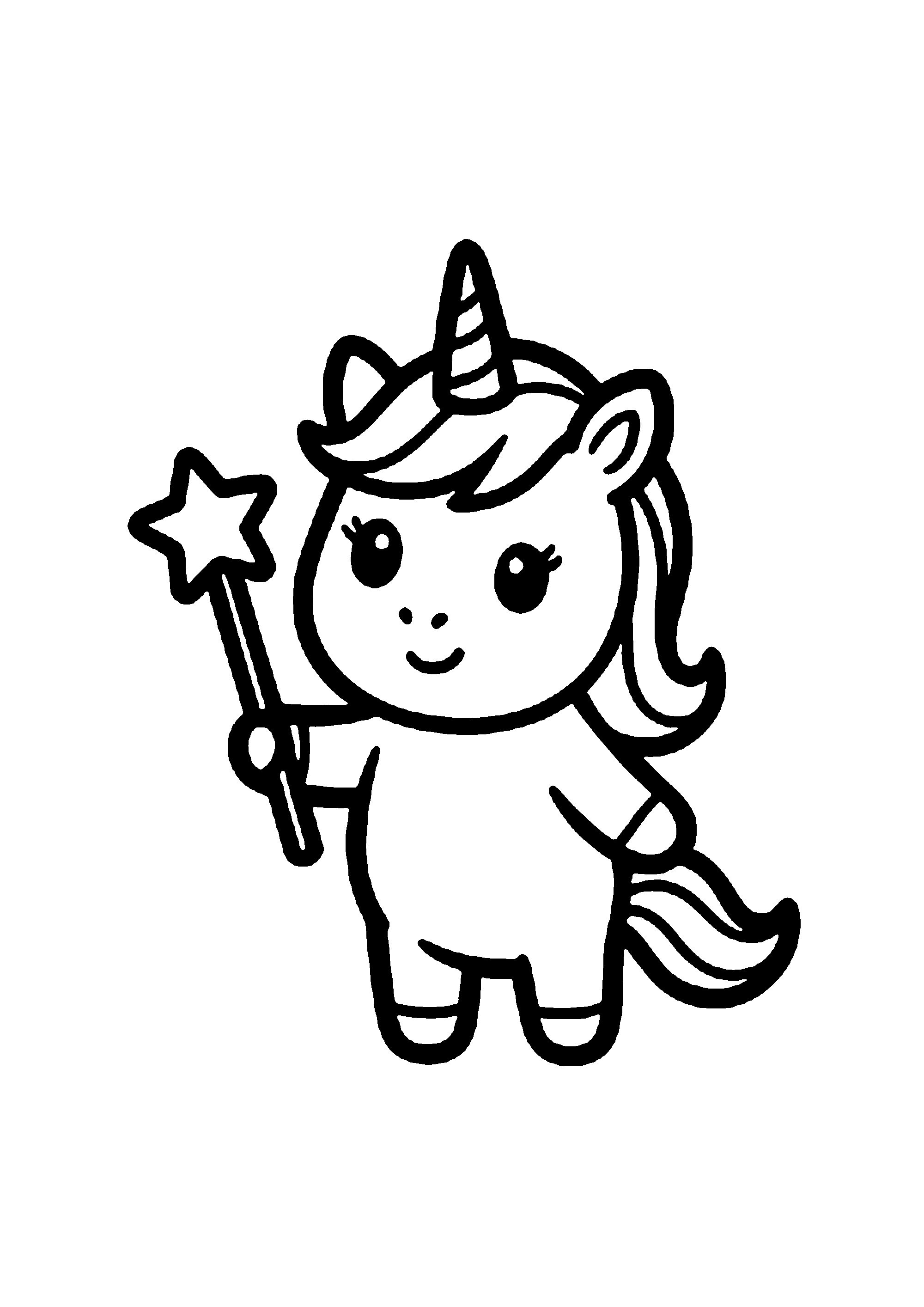 Coloriage aux contours nets : Mignon Bébé Licorne