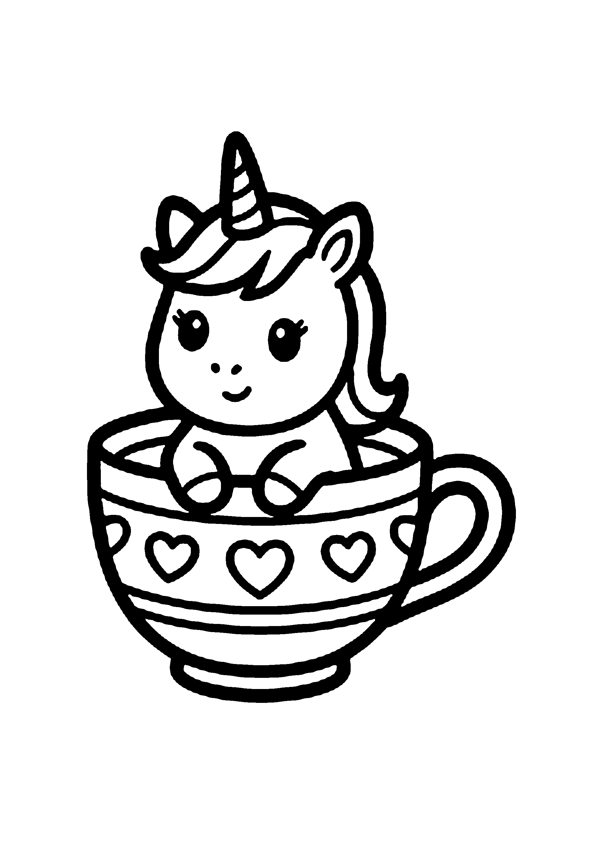 Coloriage aux contours nets : Mignon Bébé Licorne
