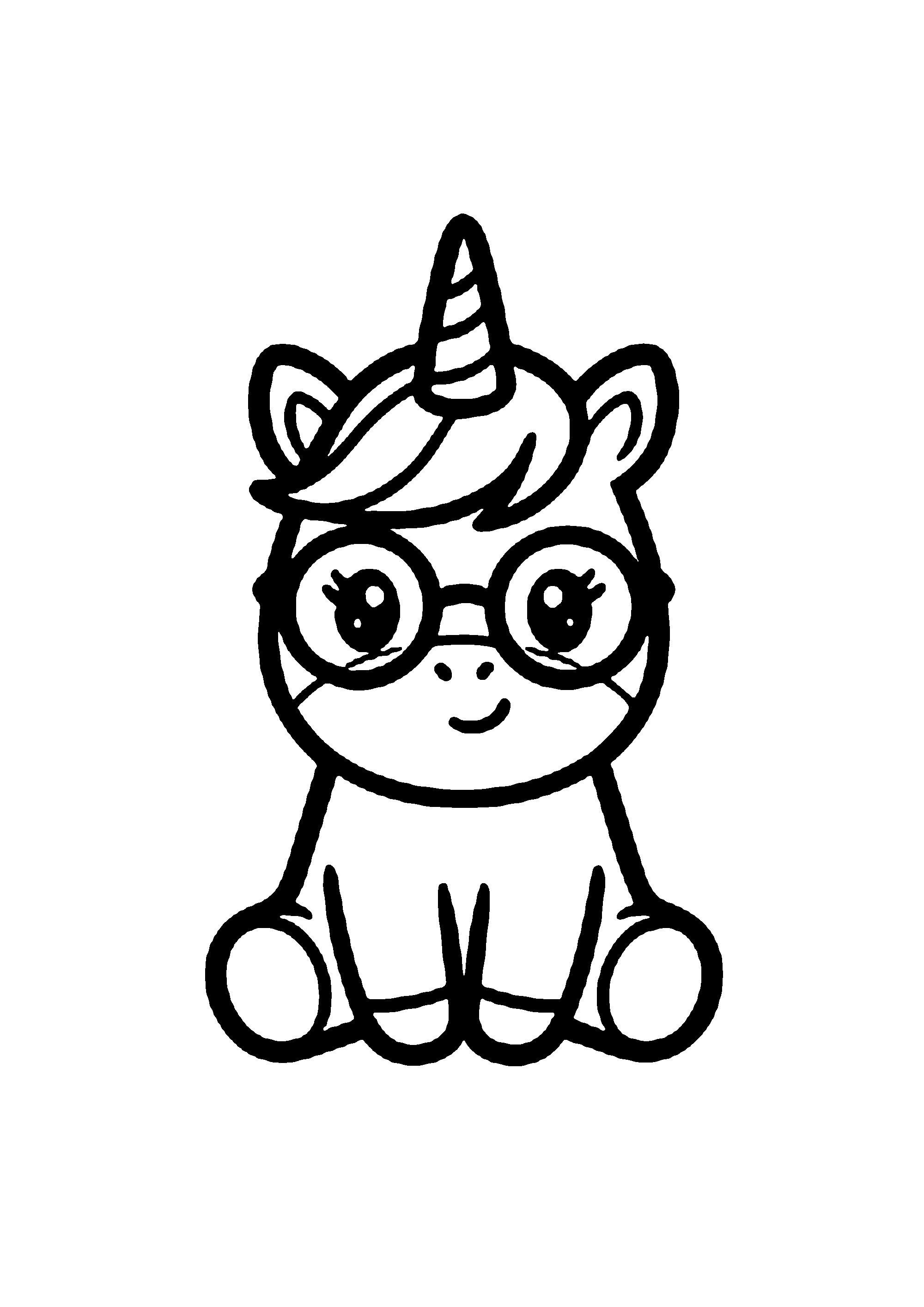 Coloriage aux contours nets : Mignon Bébé Licorne