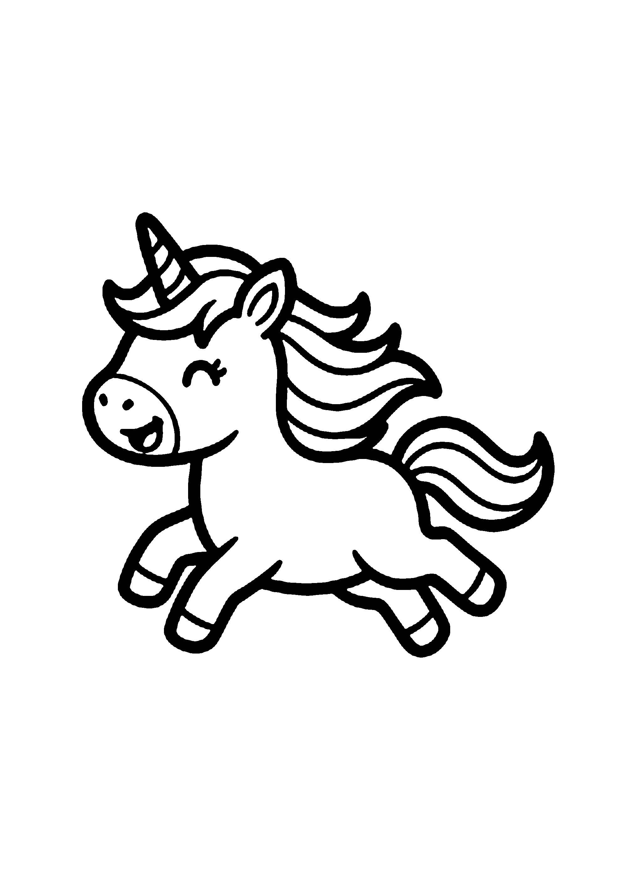 Coloriage aux contours nets : Mignon Bébé Licorne