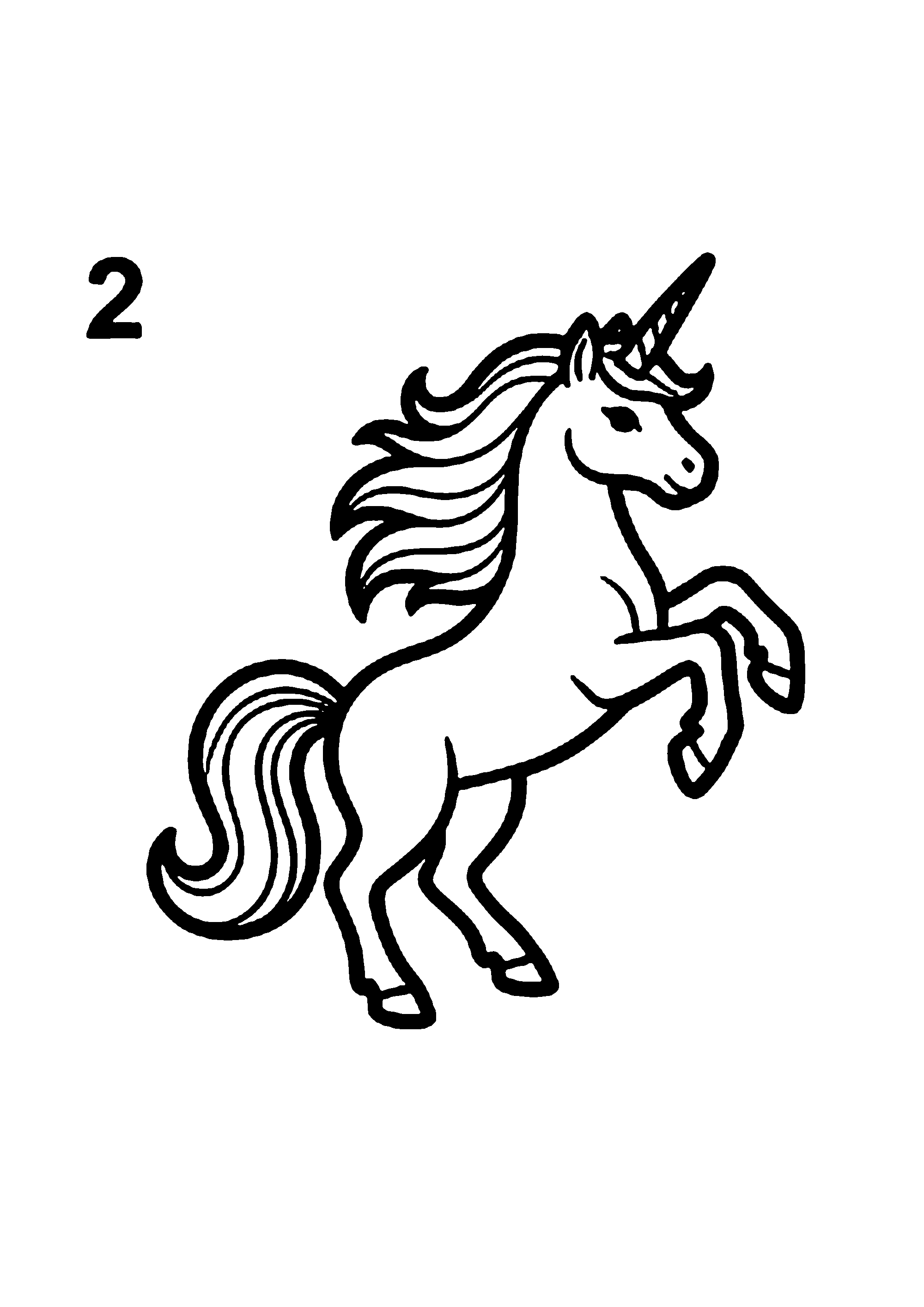 Coloriage aux contours nets : Licorne Céleste Enchantée
