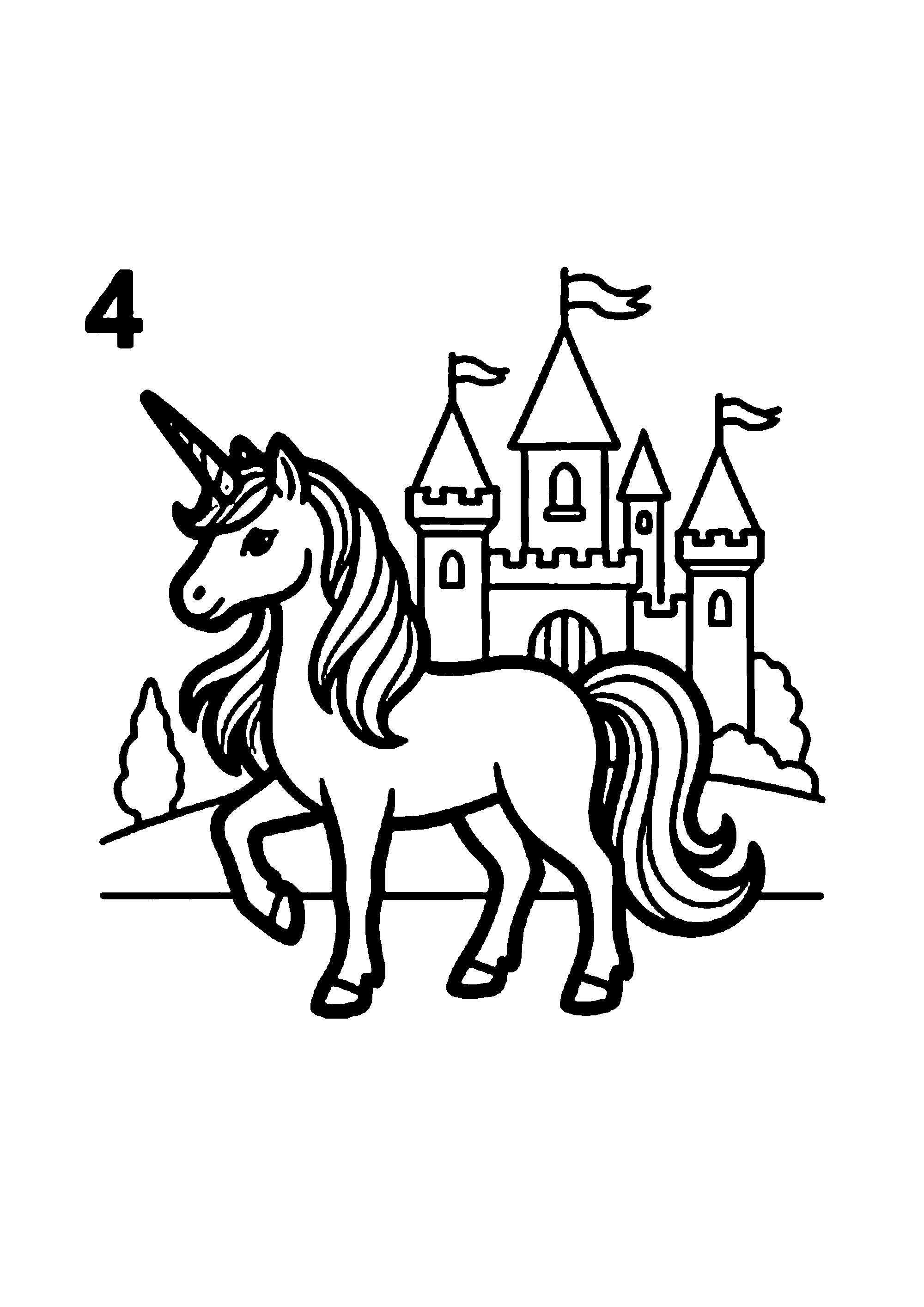 Coloriage aux contours nets : Licorne Céleste Enchantée