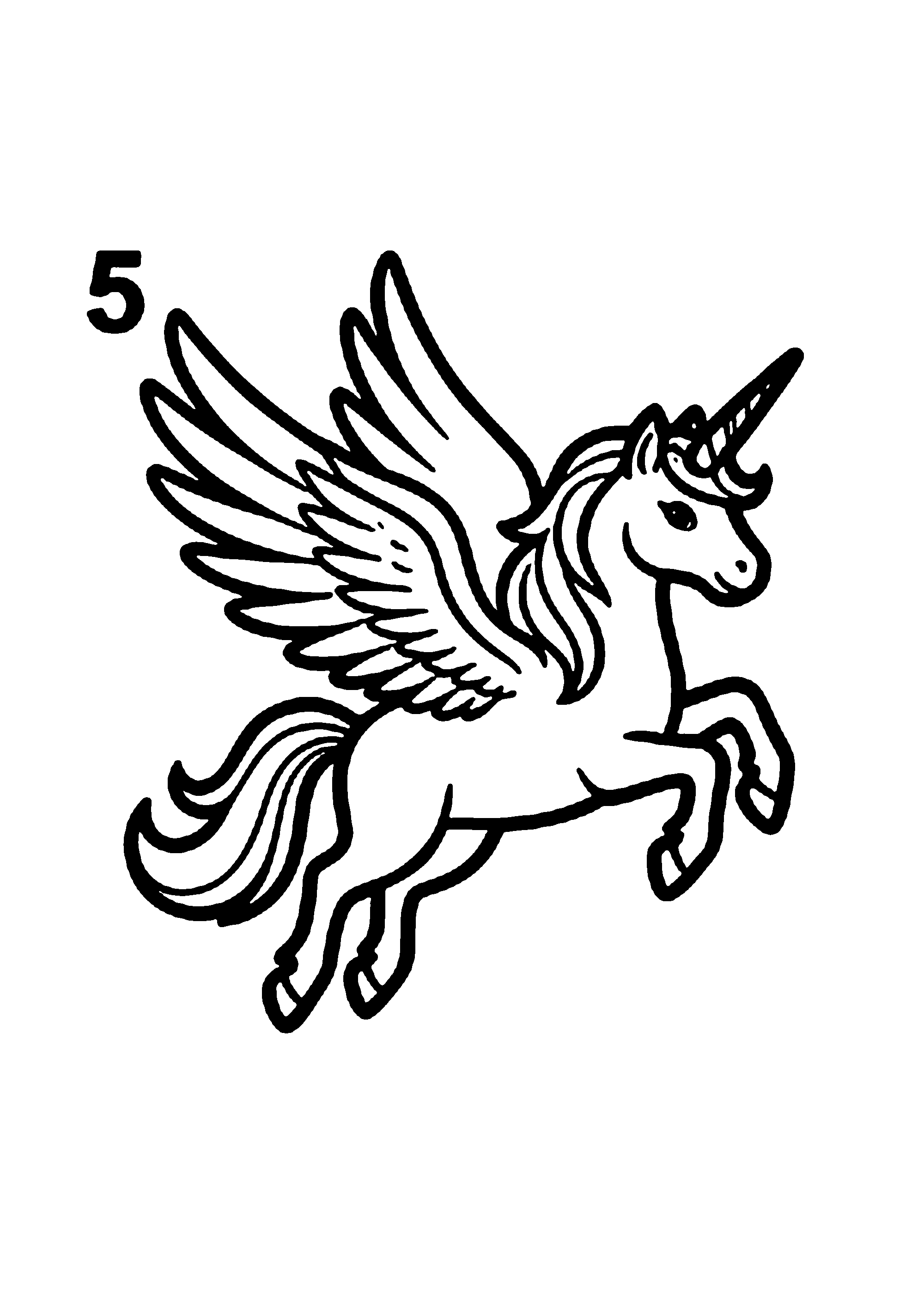 Coloriage aux contours nets : Vingspridande Pegasus