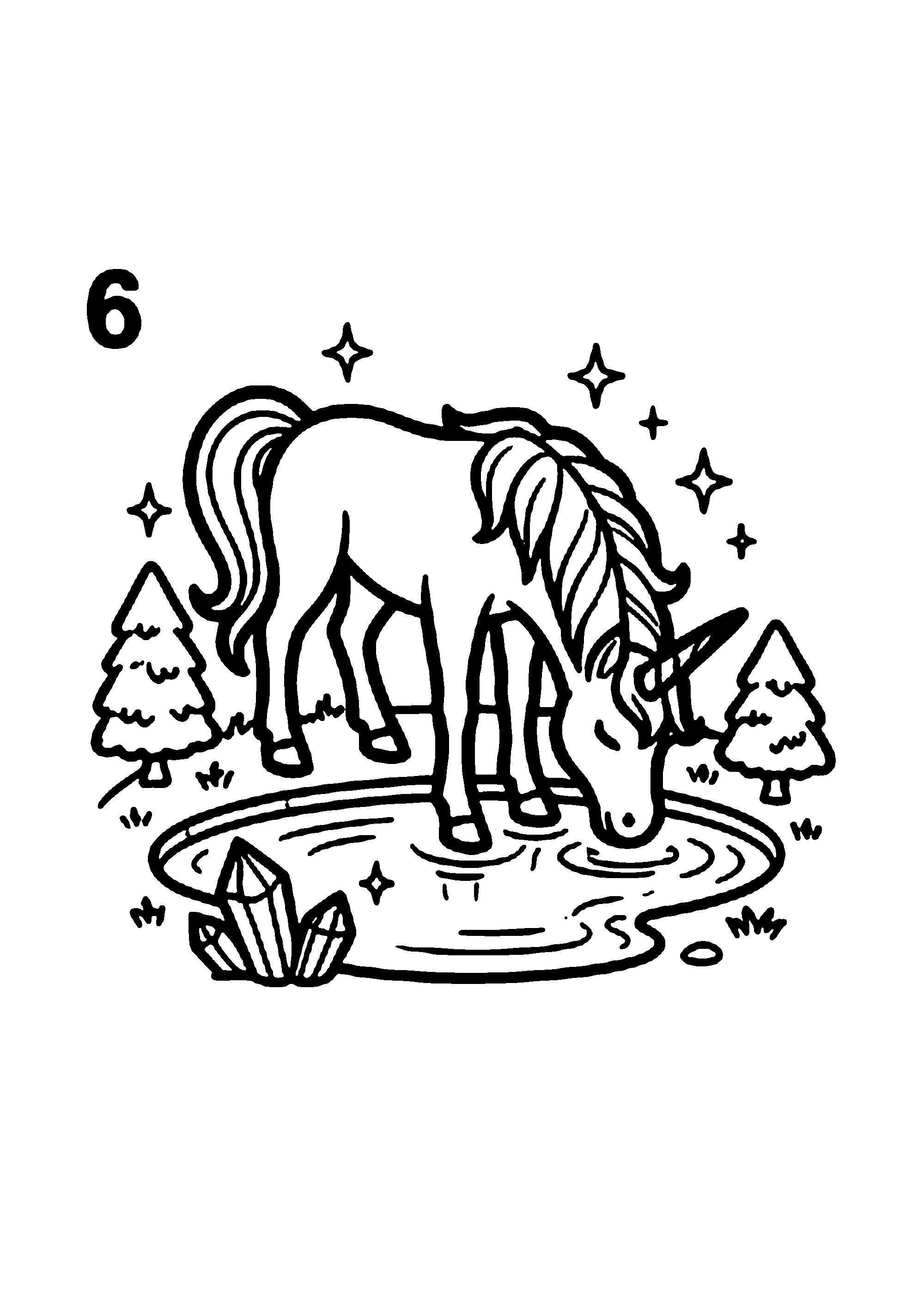 Coloriage aux contours nets : Licorne Céleste Enchantée