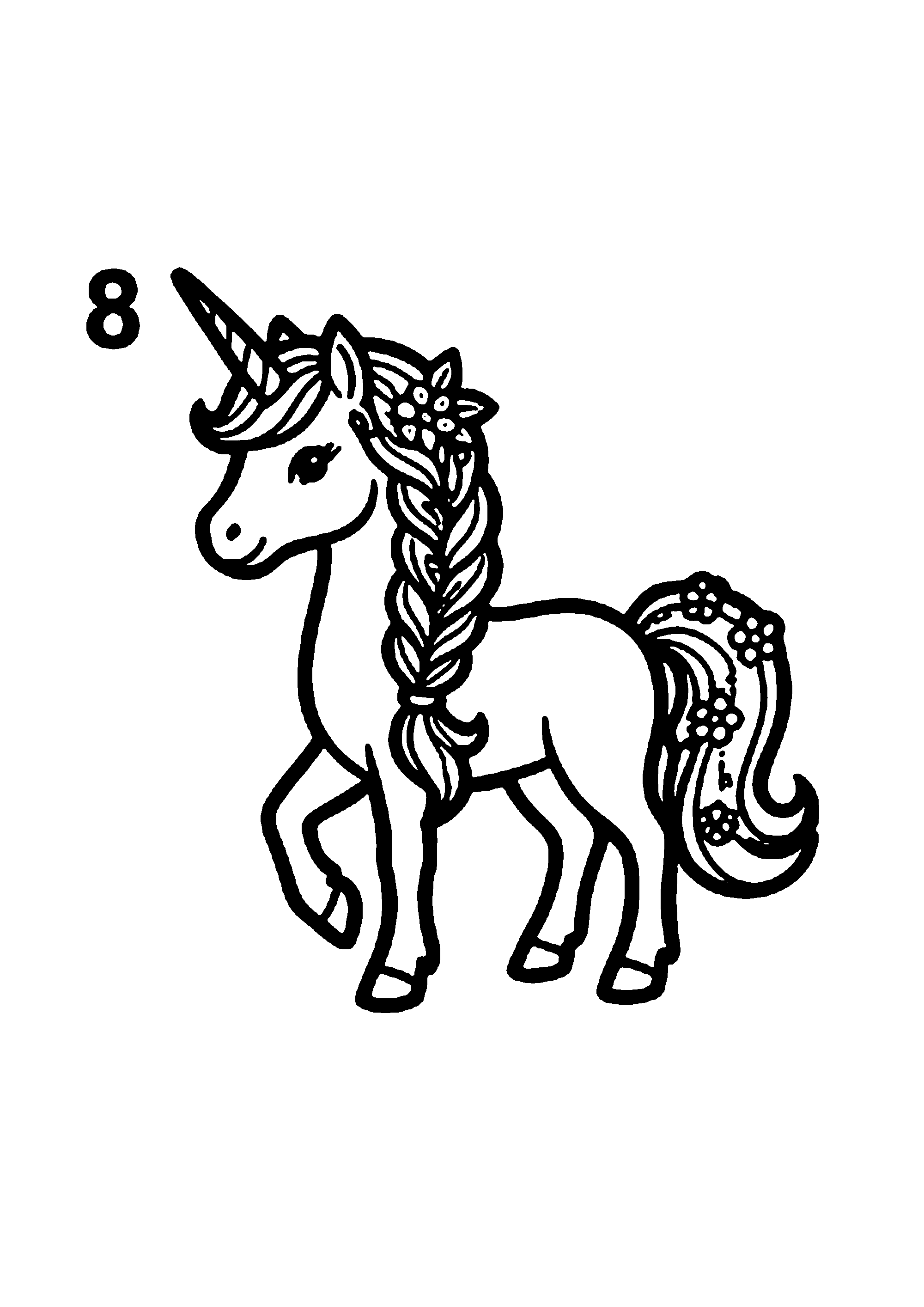Coloriage aux contours nets : Licorne Céleste Enchantée