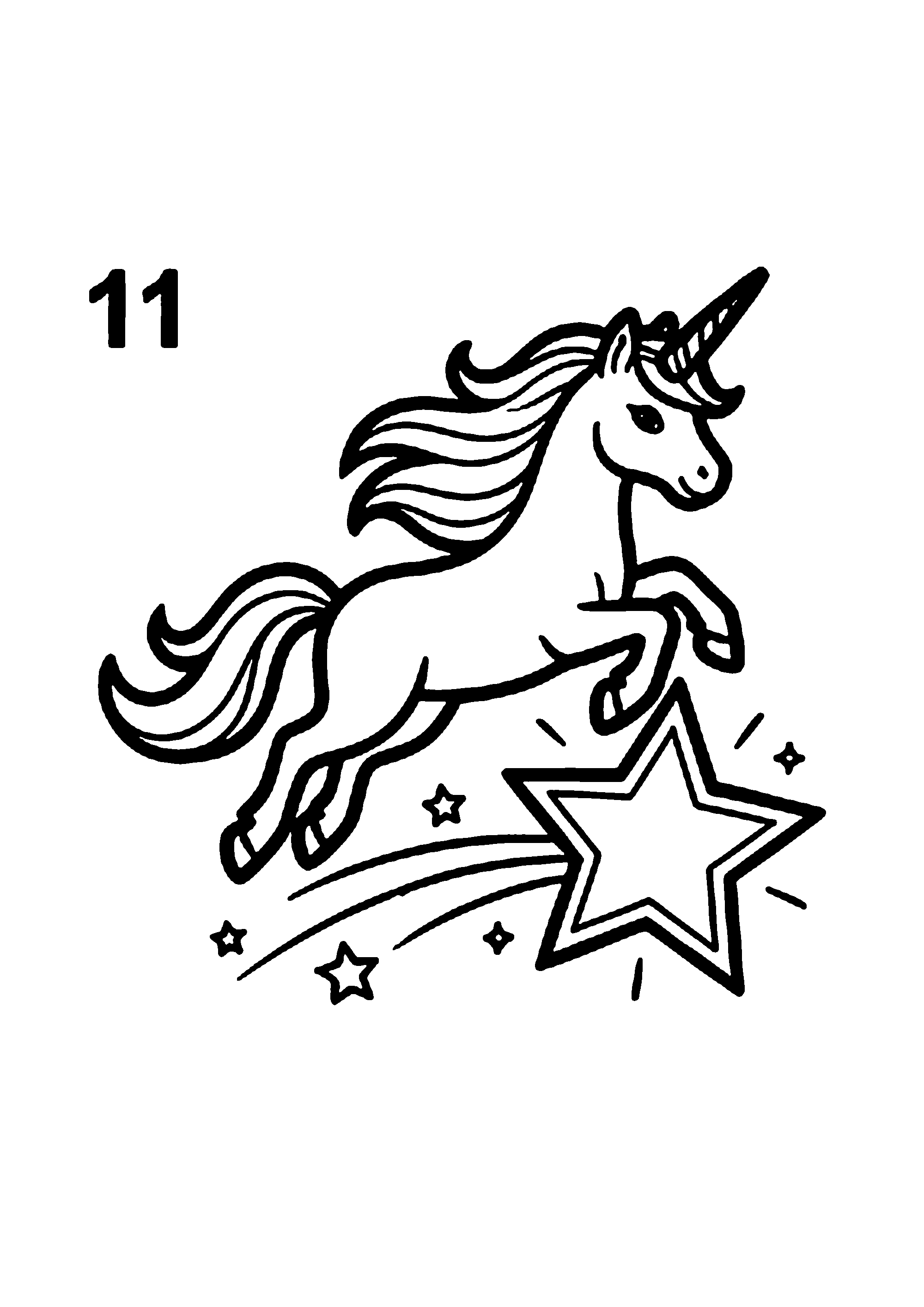 Coloriage aux contours nets : Licorne Céleste Enchantée