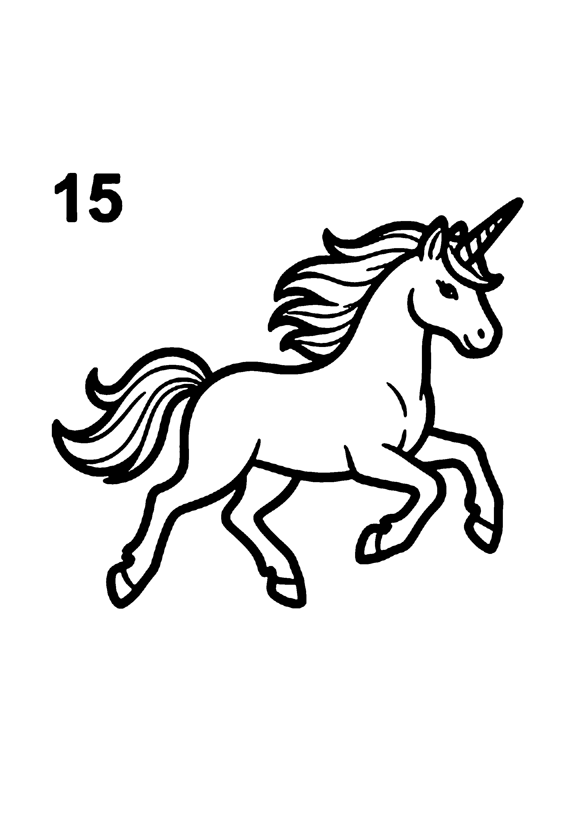 Coloriage aux contours nets : Licorne Céleste Enchantée