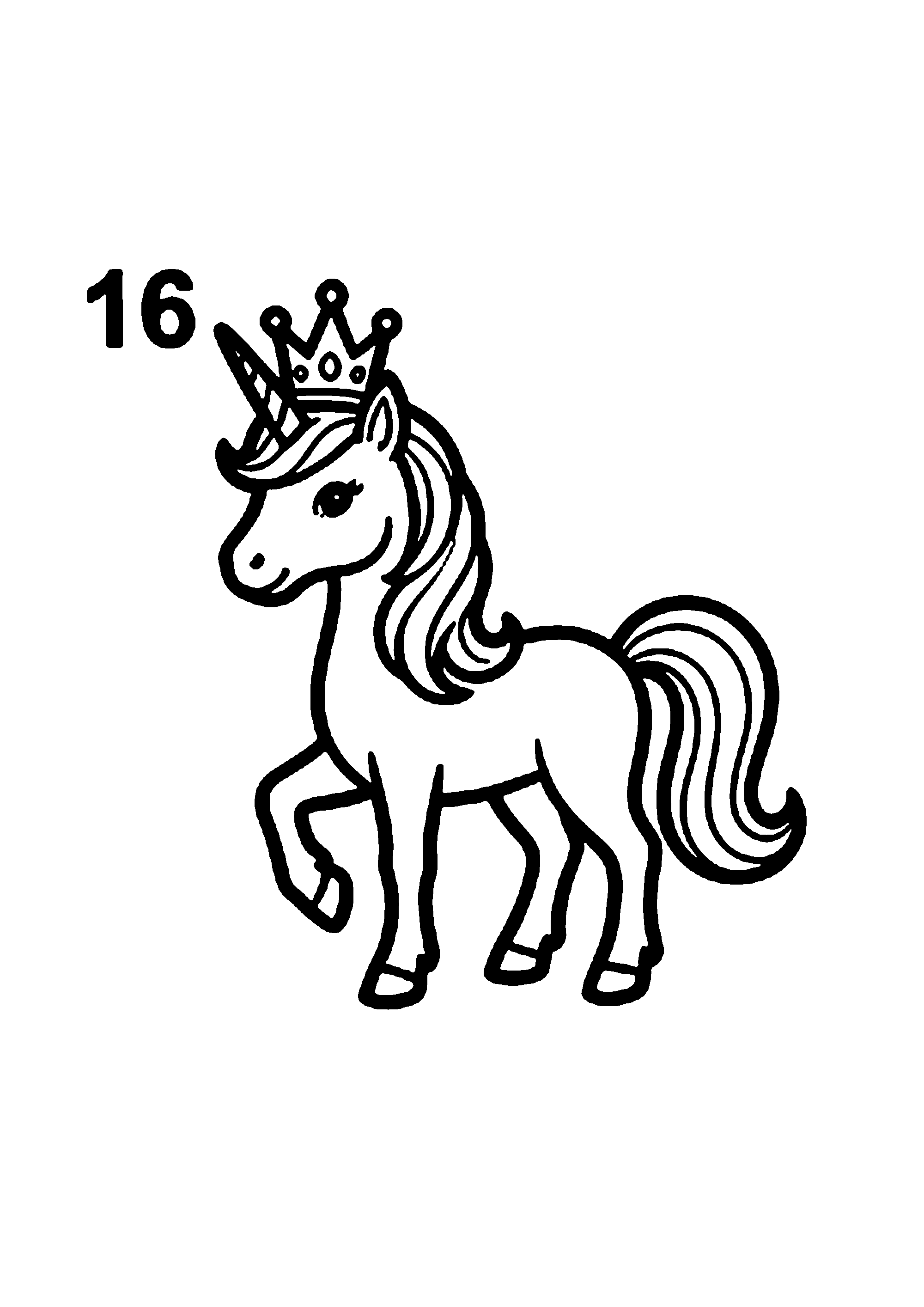 Coloriage aux contours nets : Licorne Céleste Enchantée