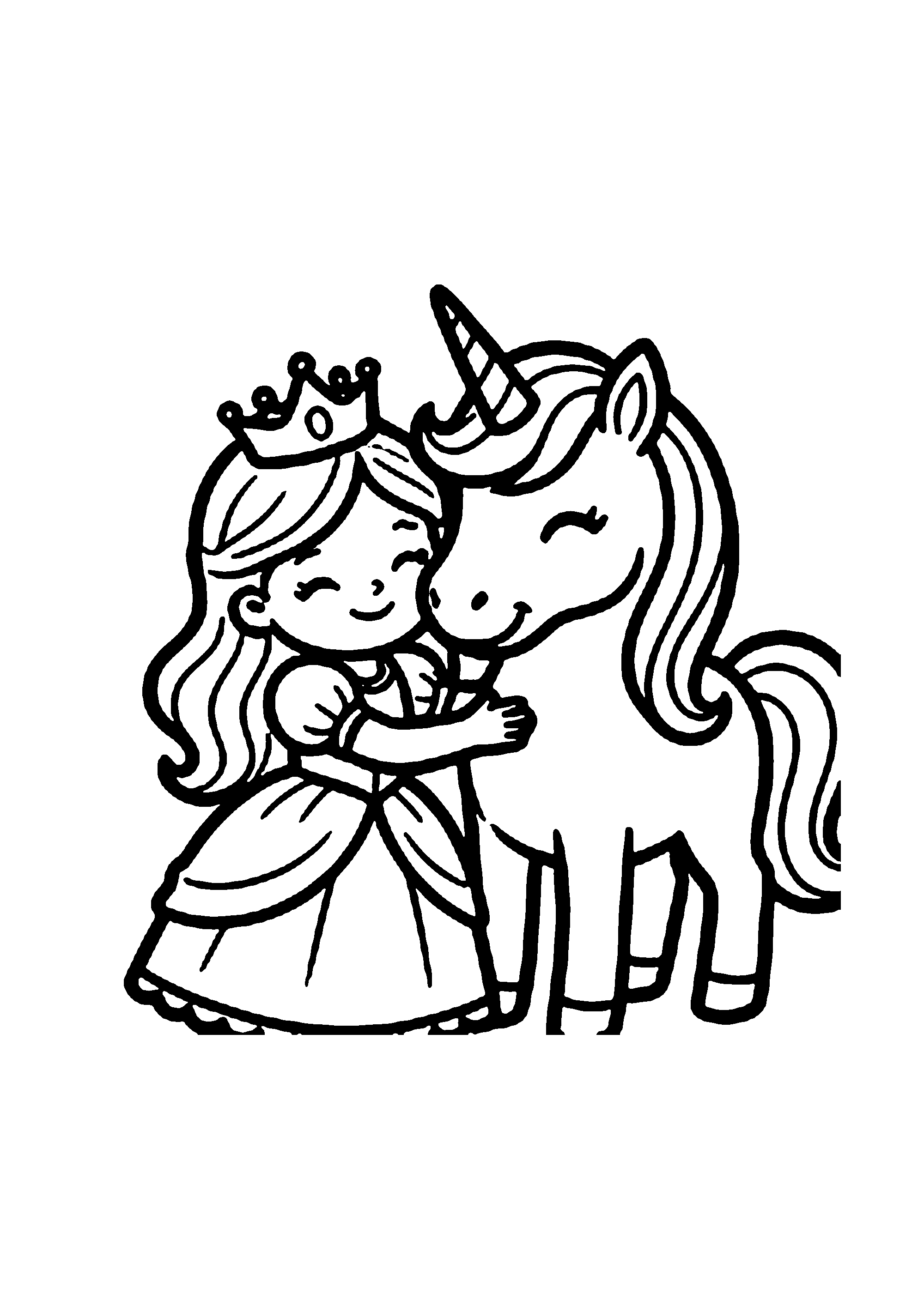 Coloriage aux contours nets : Licorne du Château de Contes