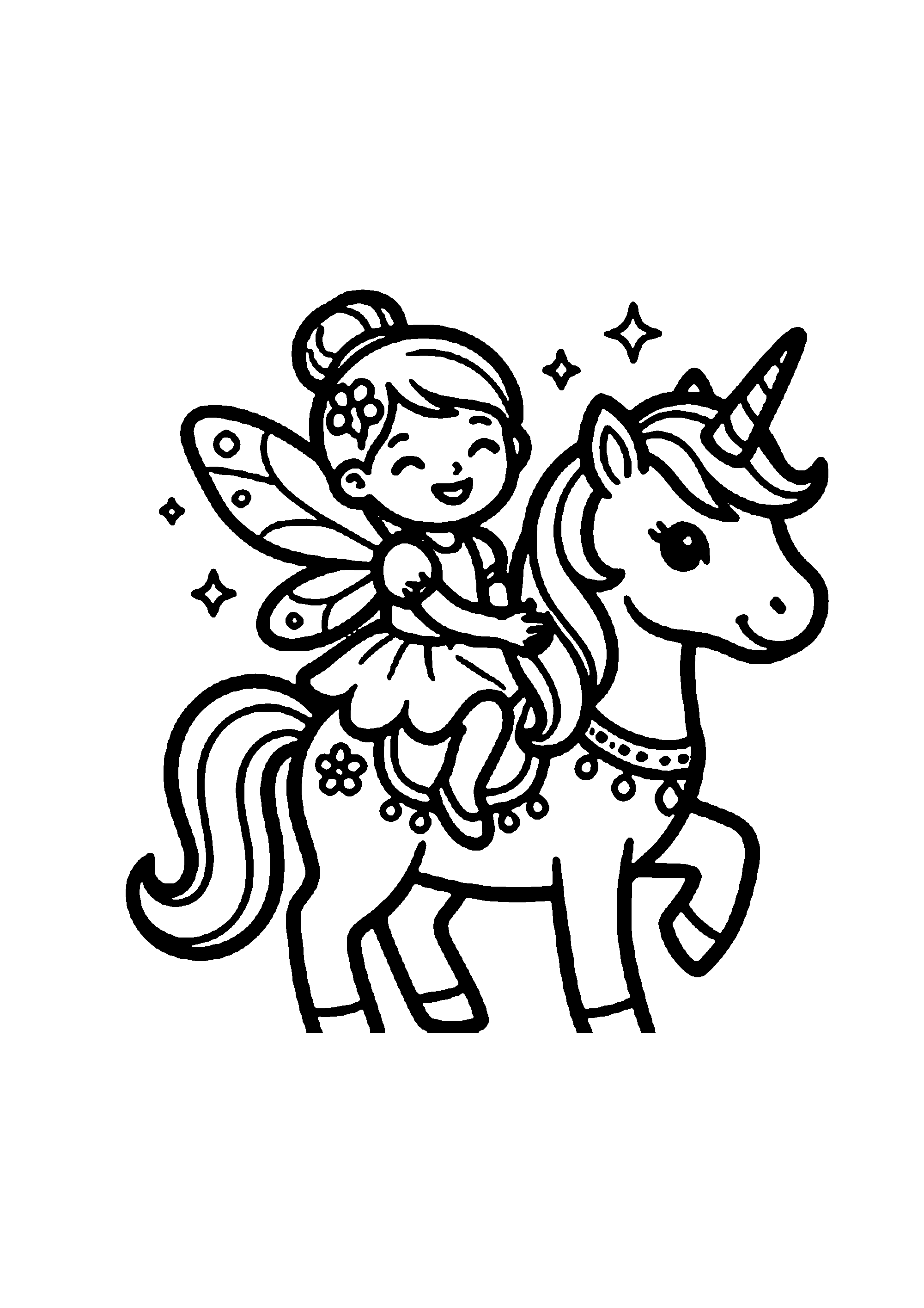 Coloriage aux contours nets : Licorne Céleste Enchantée