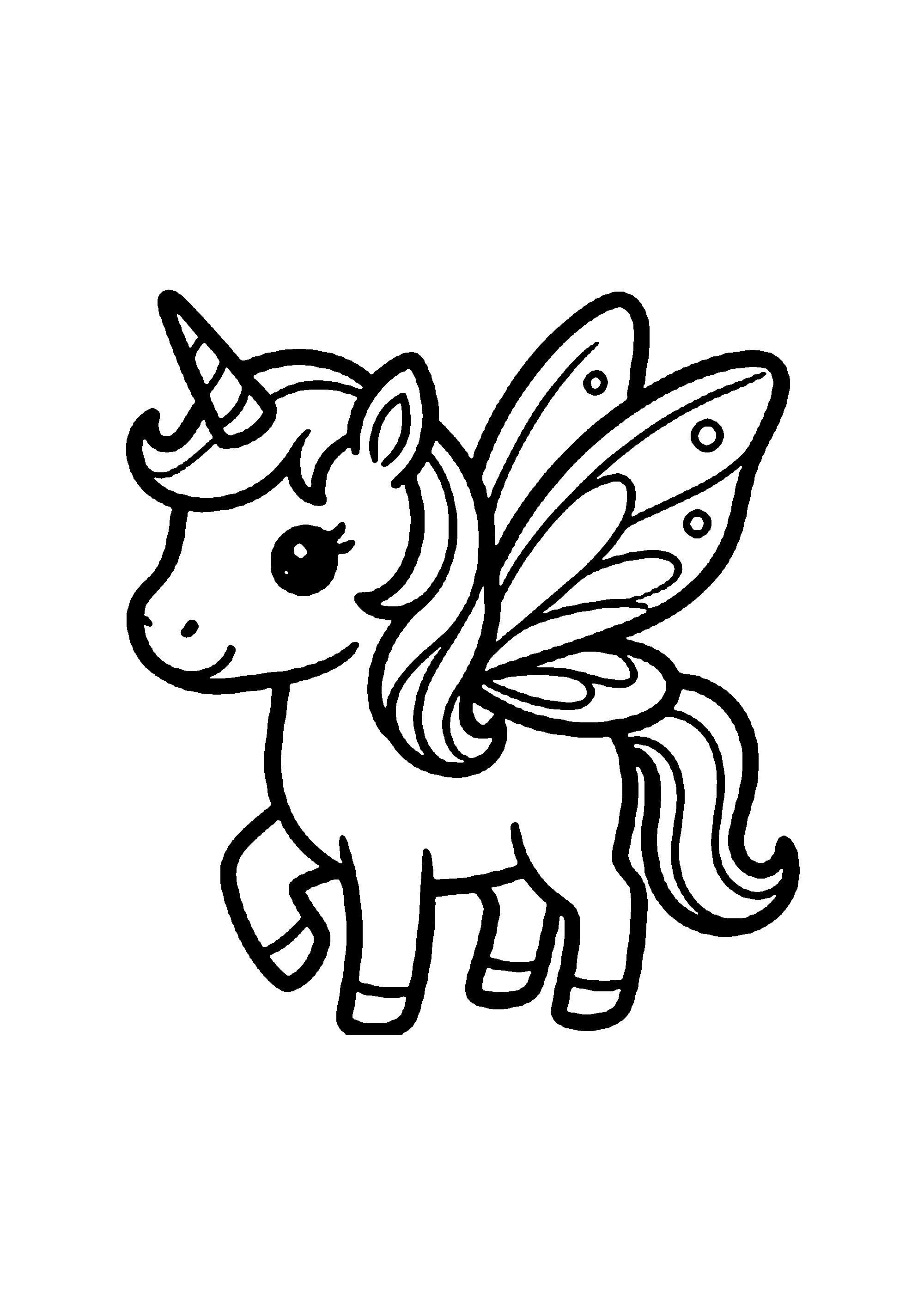 Coloriage aux contours nets : Licorne Céleste Enchantée