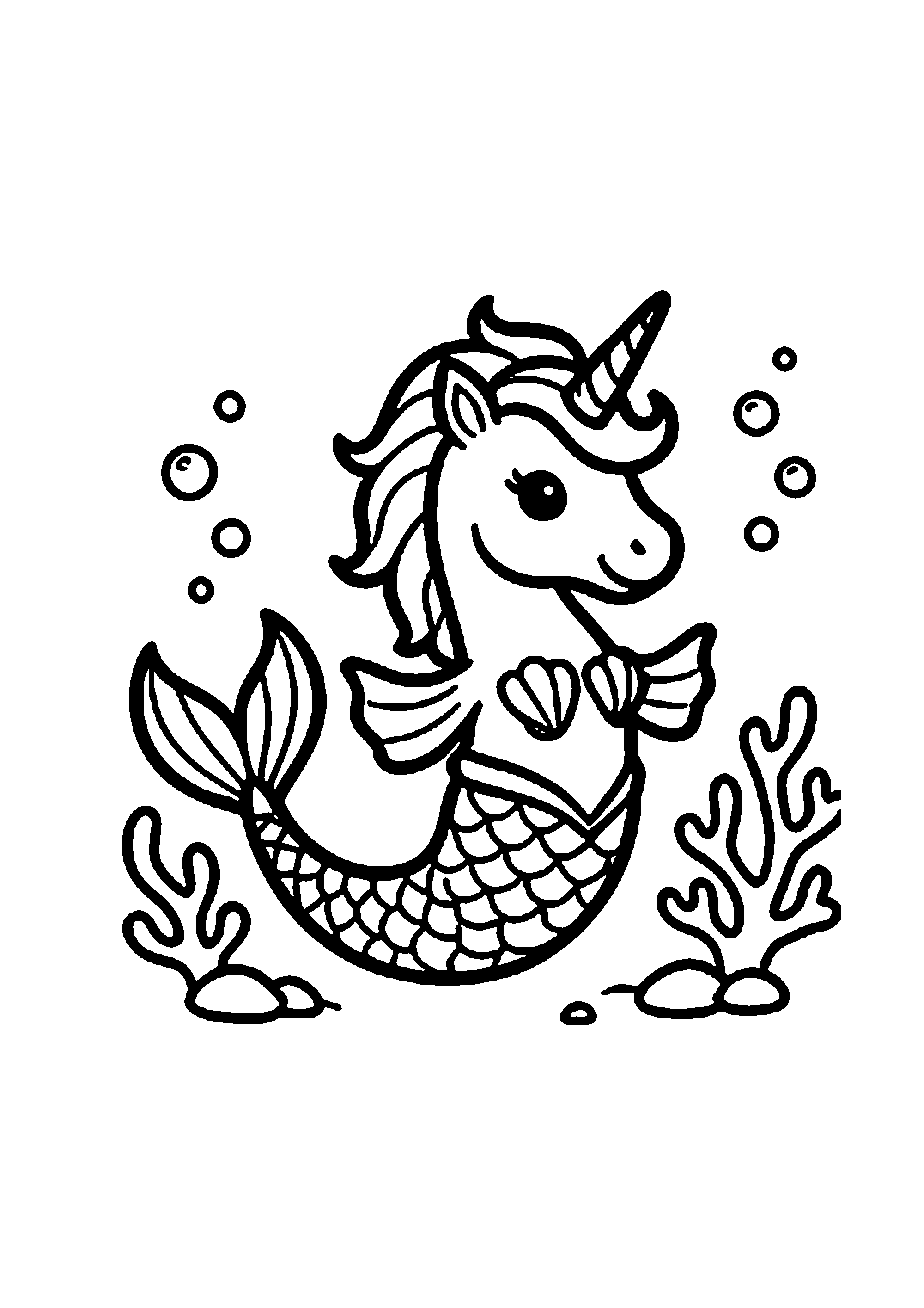 Coloriage aux contours nets : Licorne Céleste Enchantée