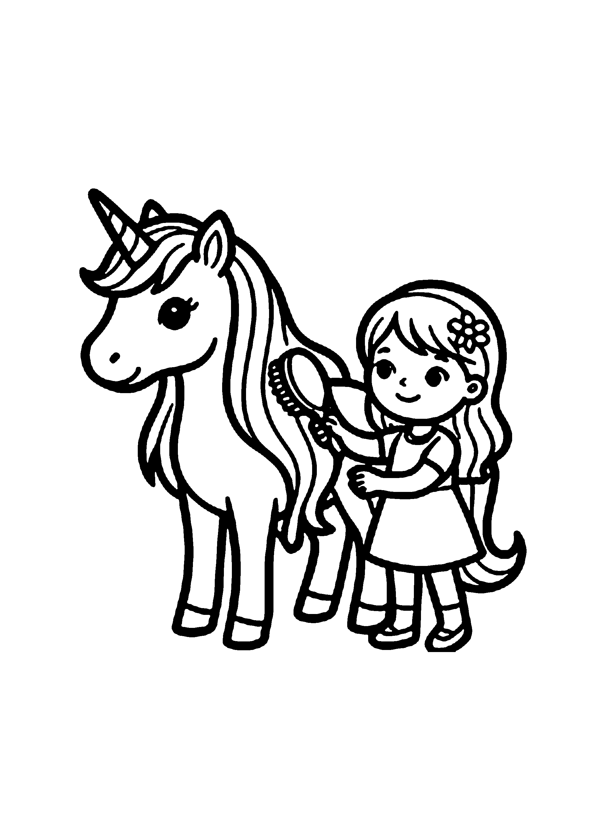 Coloriage aux contours nets : Mignon Bébé Licorne