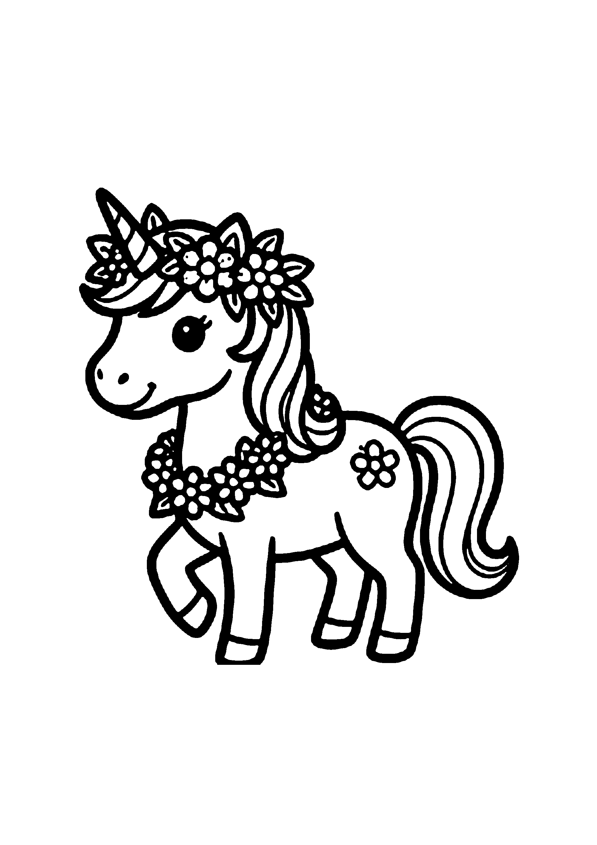 Coloriage aux contours nets : Licorne Céleste Enchantée
