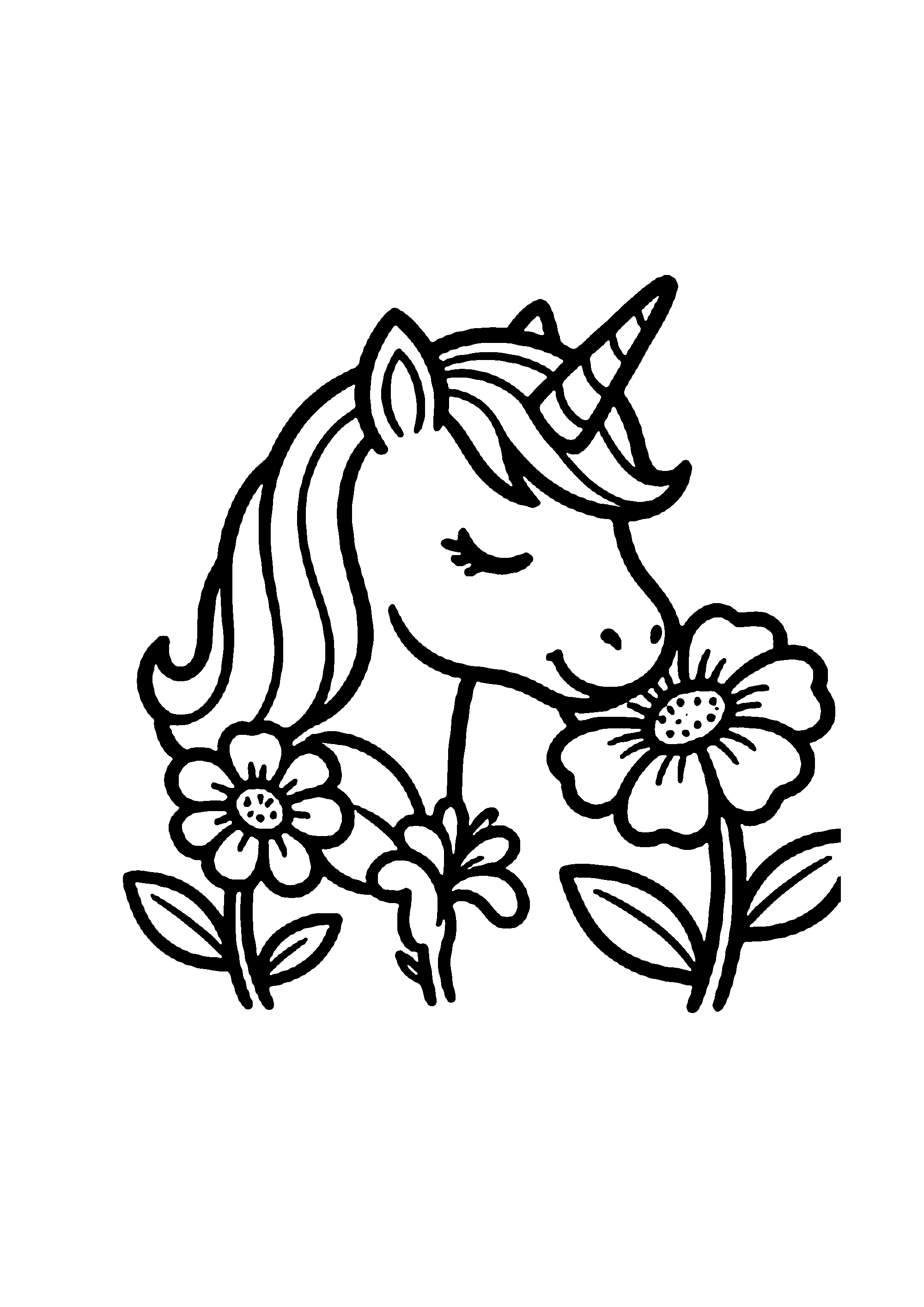 Coloriage aux contours nets : Licorne Céleste Enchantée