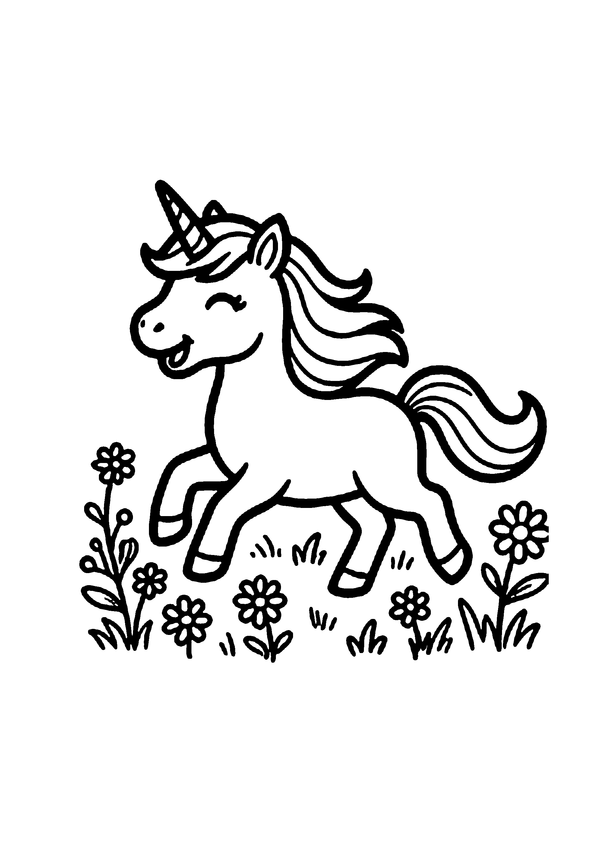 Coloriage aux contours nets : Licorne Céleste Enchantée
