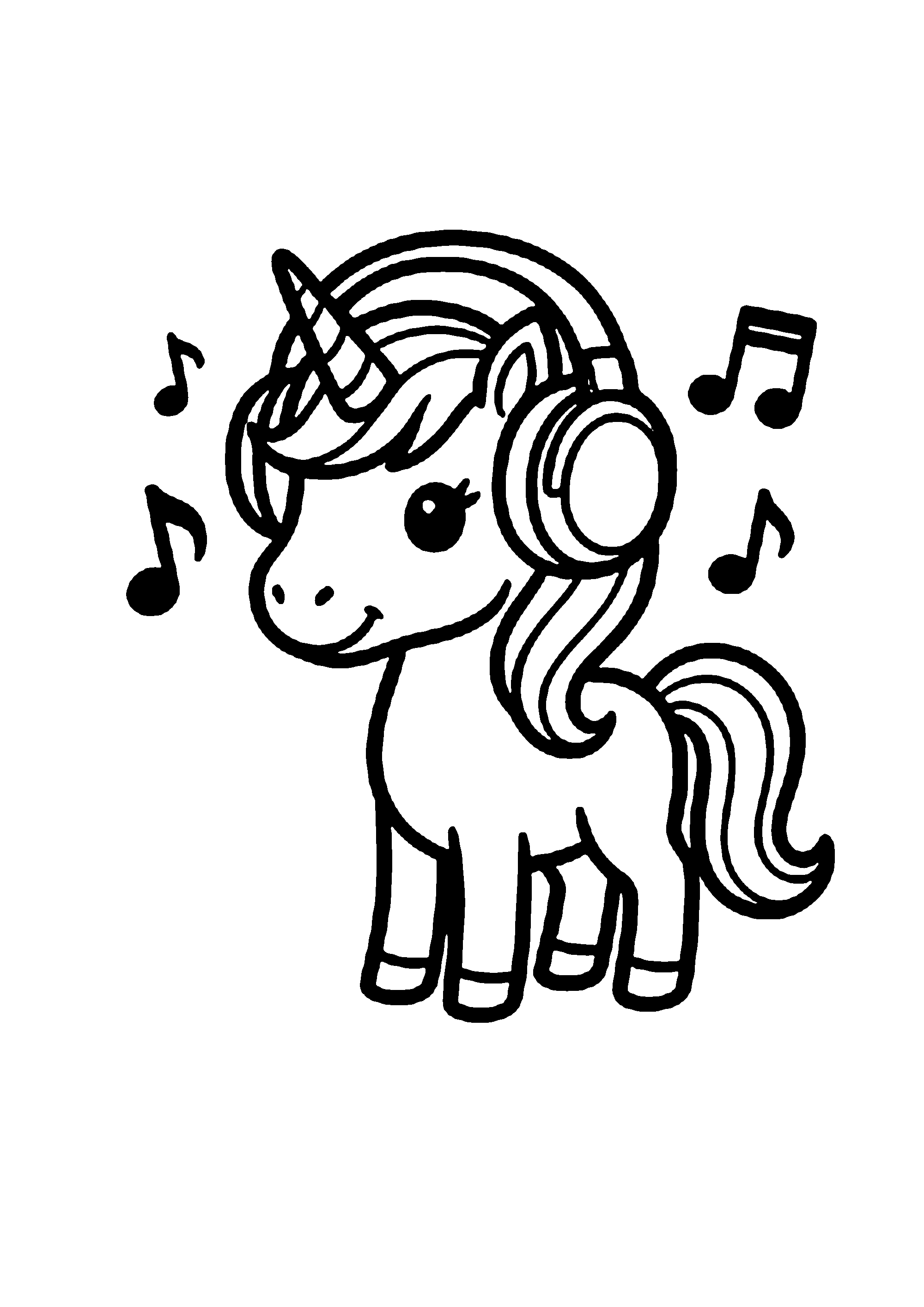 Coloriage aux contours nets : Licorne Céleste Enchantée