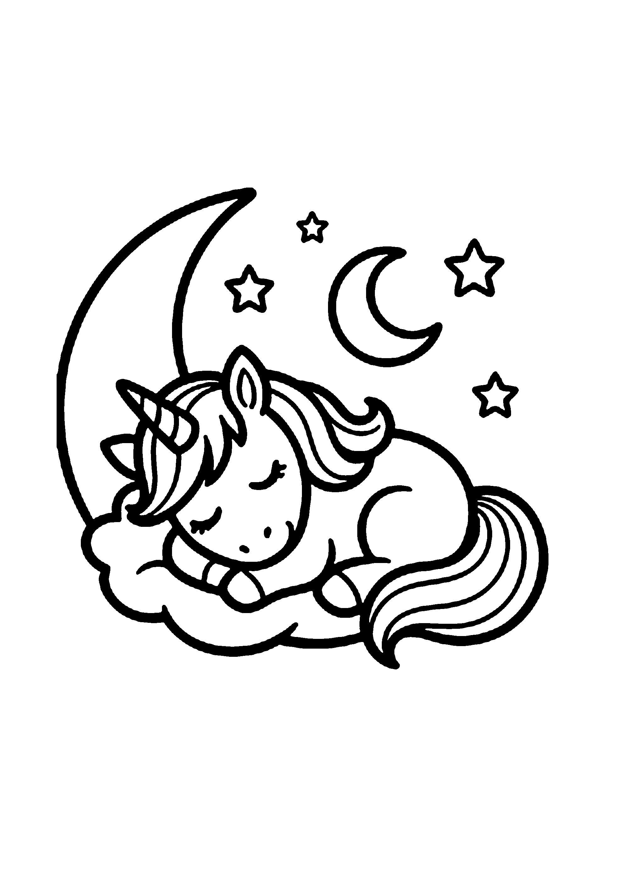 Coloriage aux contours nets : Licorne Céleste Enchantée