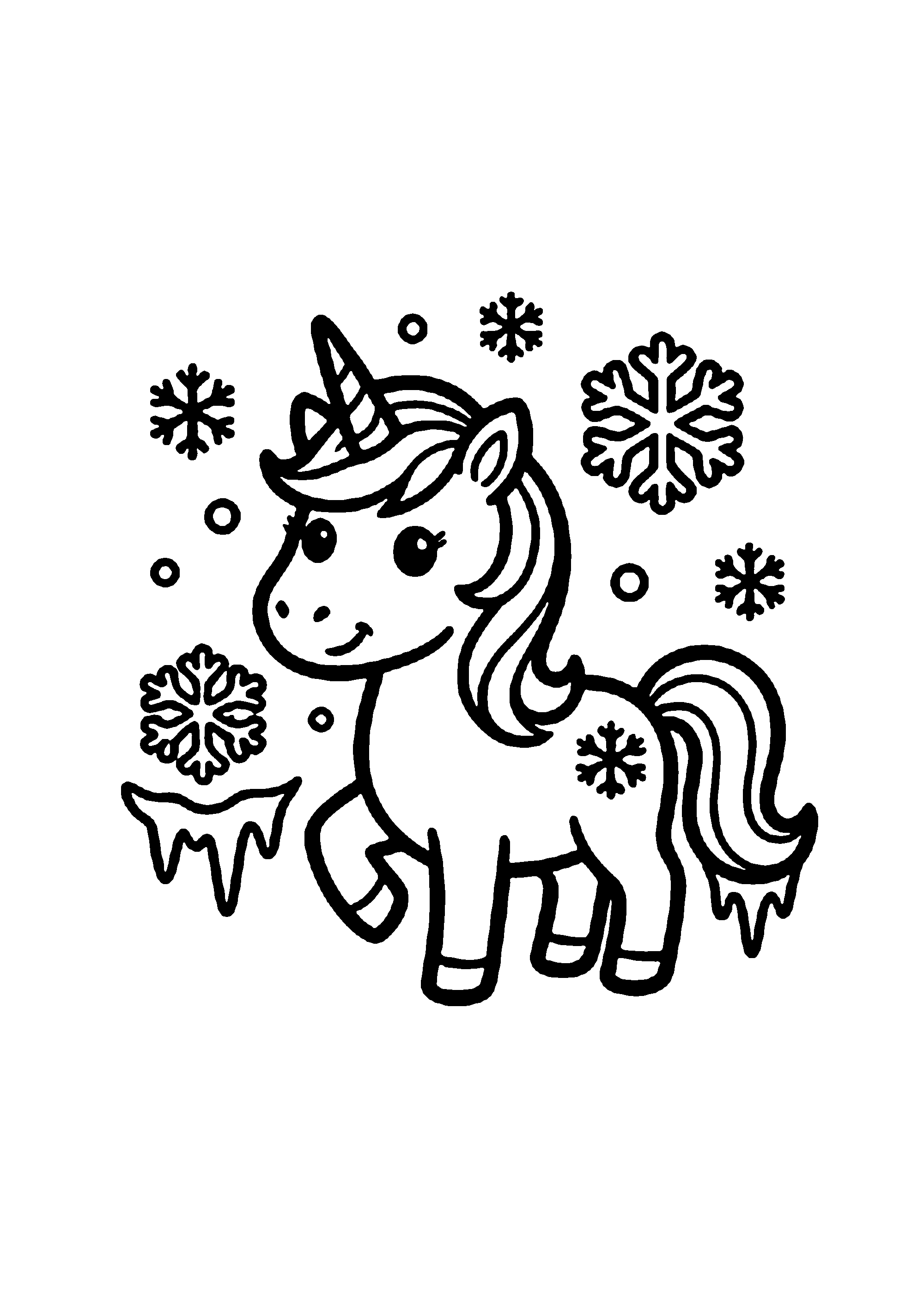 Coloriage aux contours nets : Licorne Céleste Enchantée