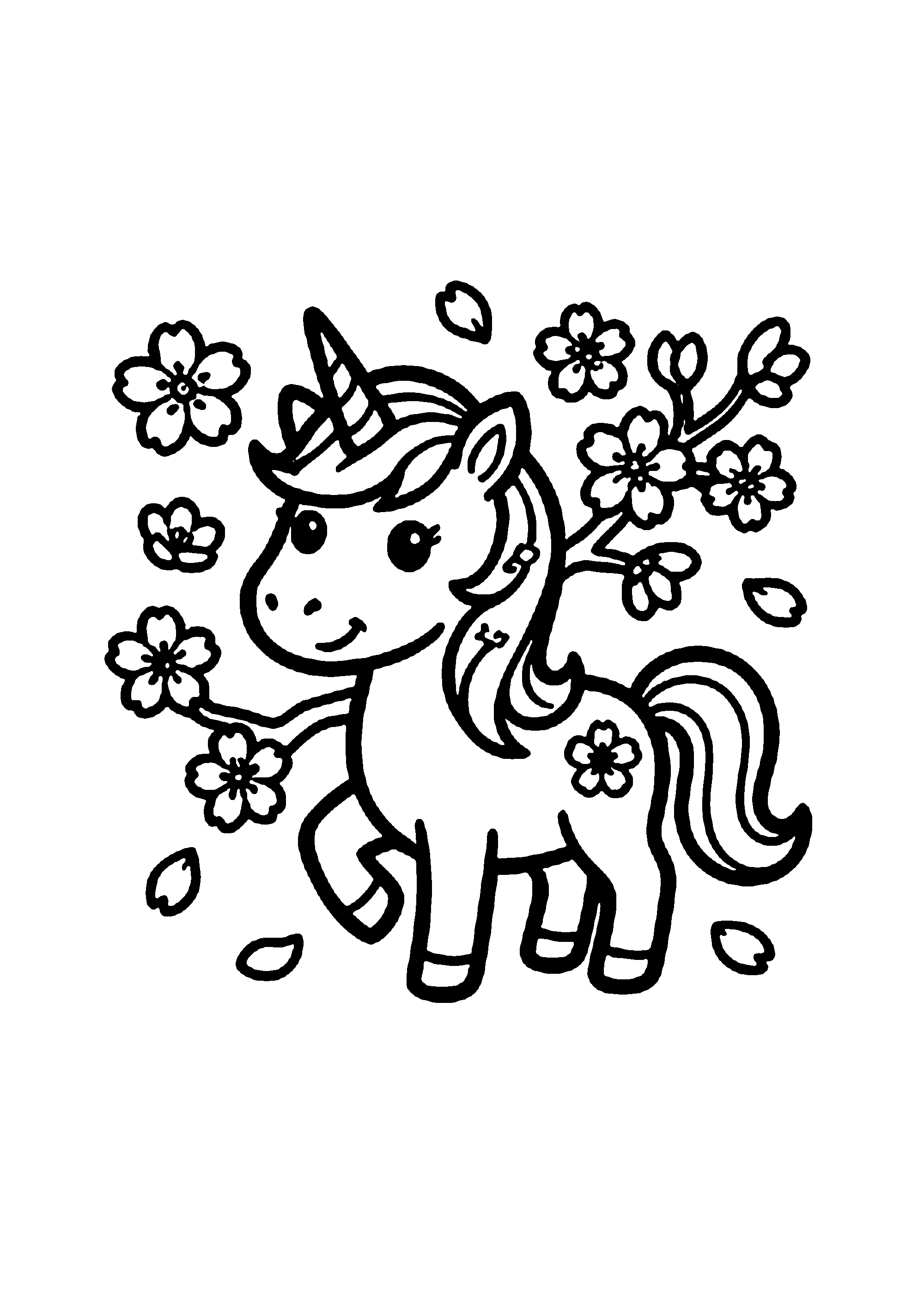 Coloriage aux contours nets : Licorne Céleste Enchantée