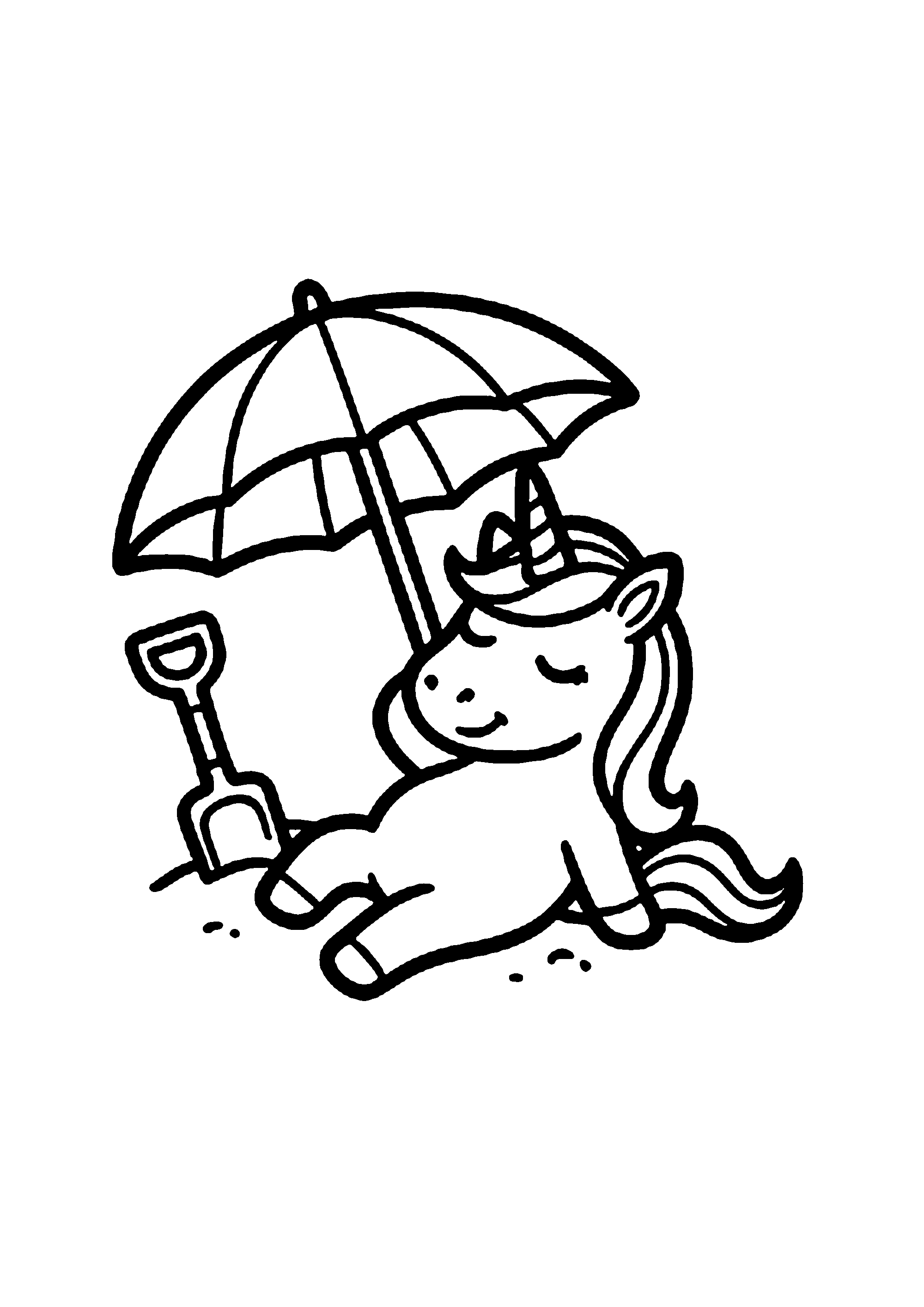 Coloriage aux contours nets : Licorne Céleste Enchantée