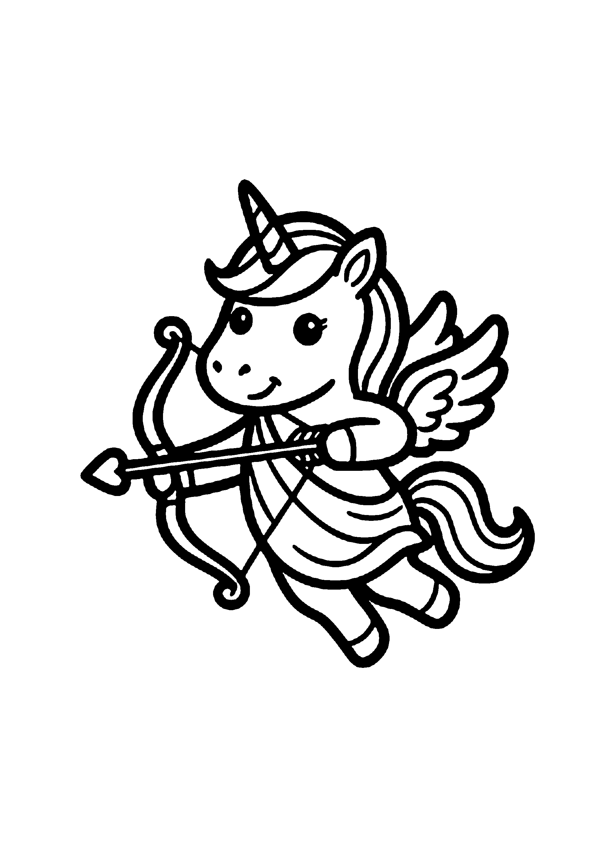 Coloriage aux contours nets : Licorne Céleste Enchantée