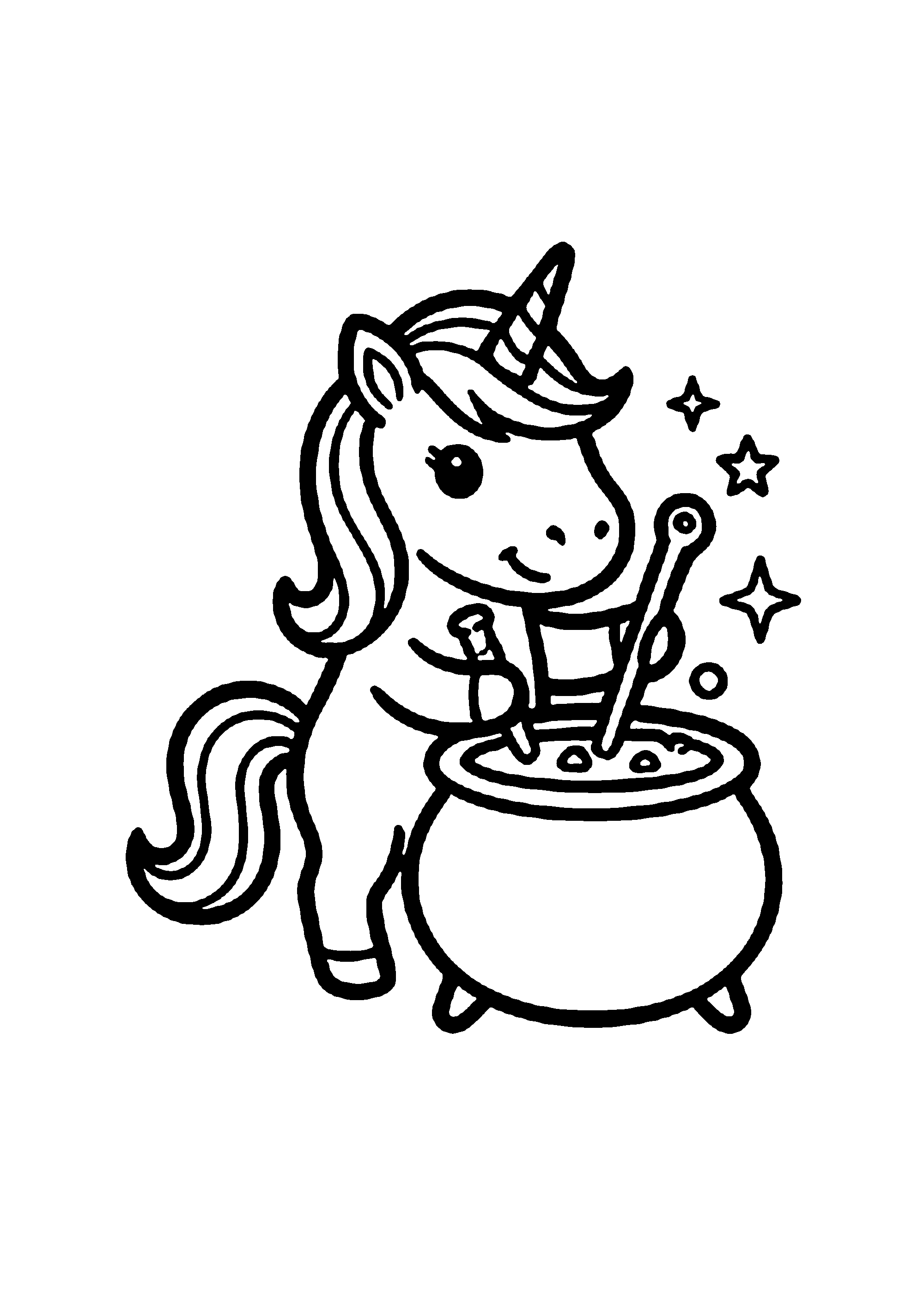 Coloriage aux contours nets : Licorne Céleste Enchantée
