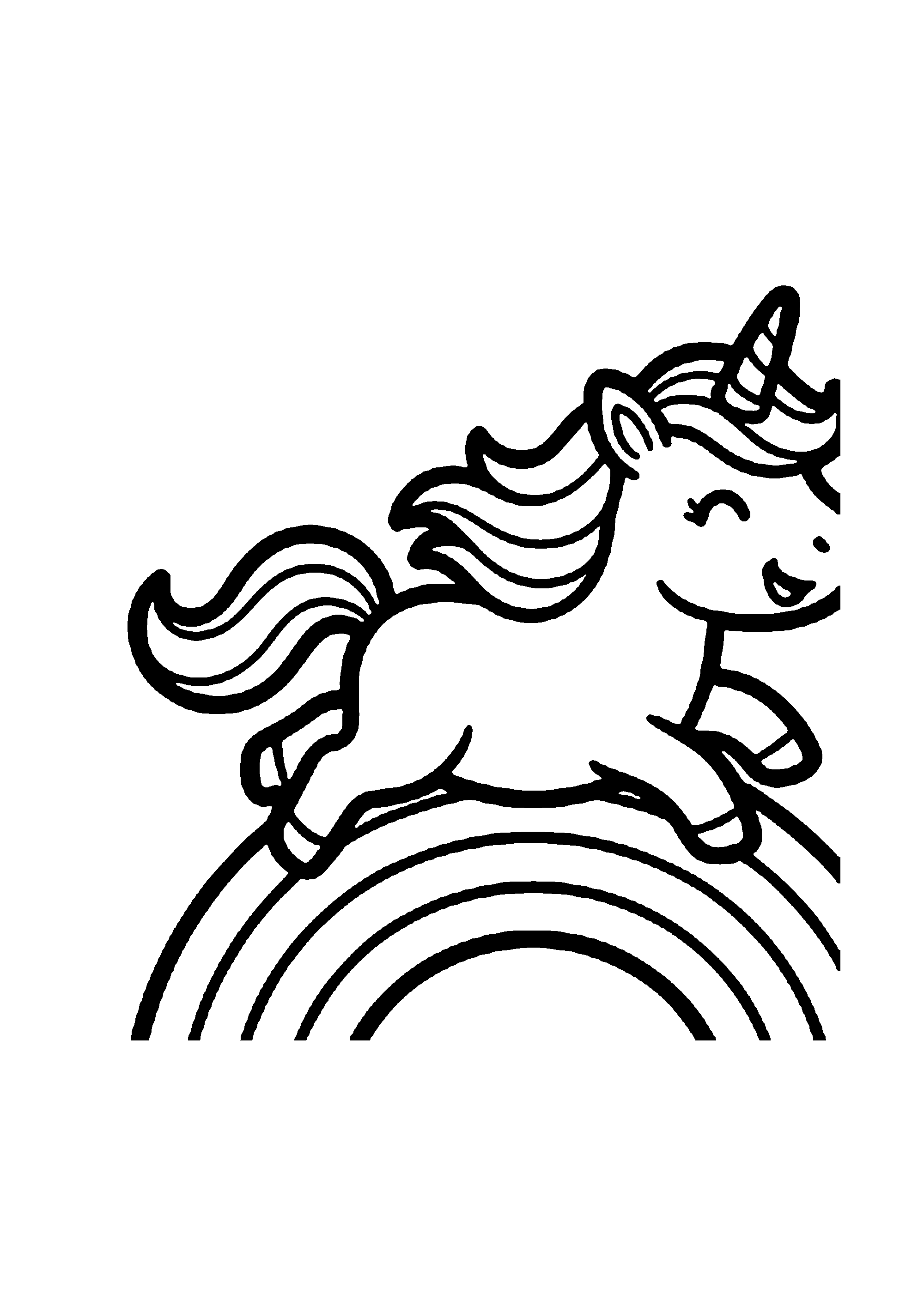 Coloriage aux contours nets : Licorne Magique Arc-en-ciel