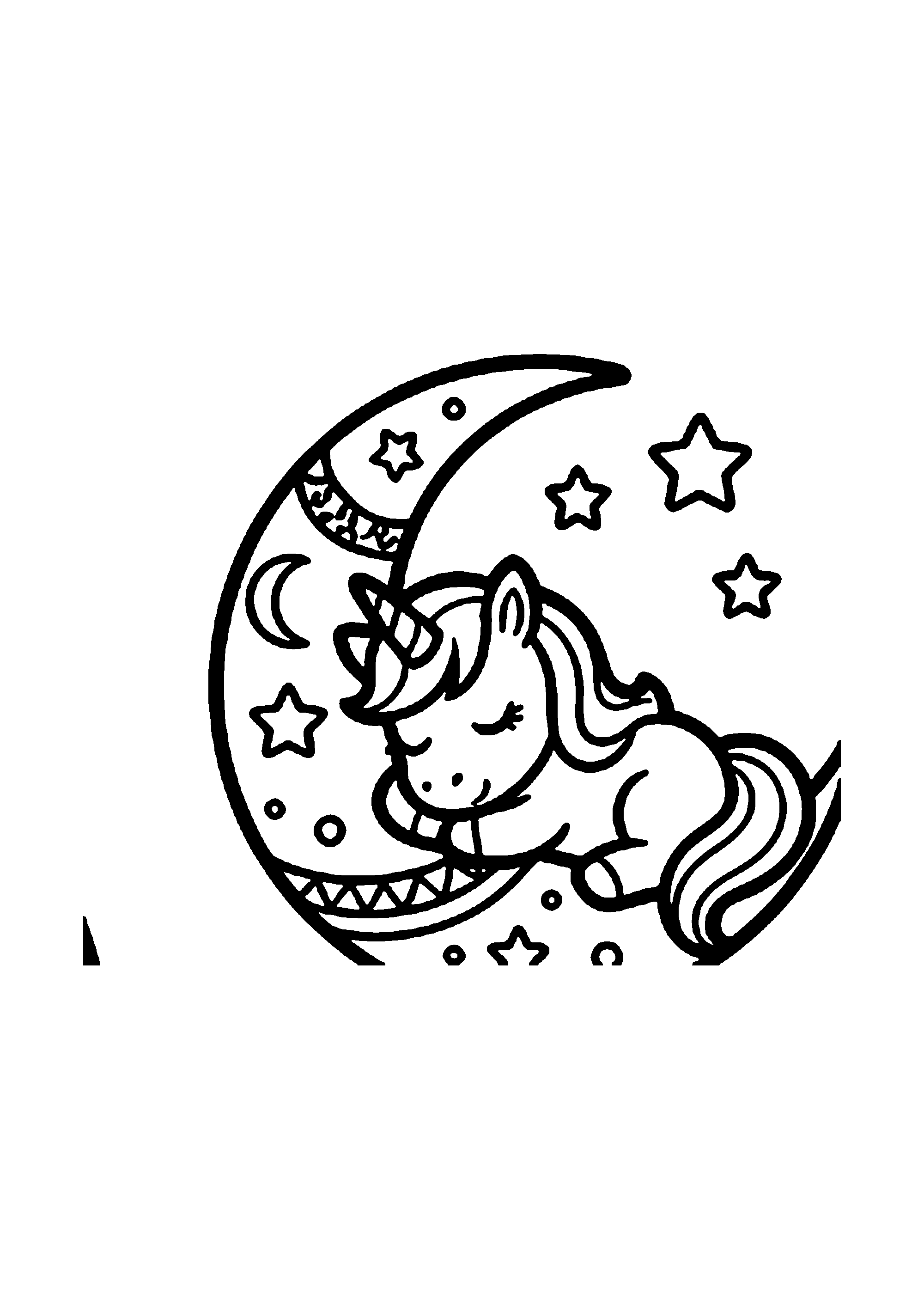 Coloriage aux contours nets : Licorne Céleste Enchantée
