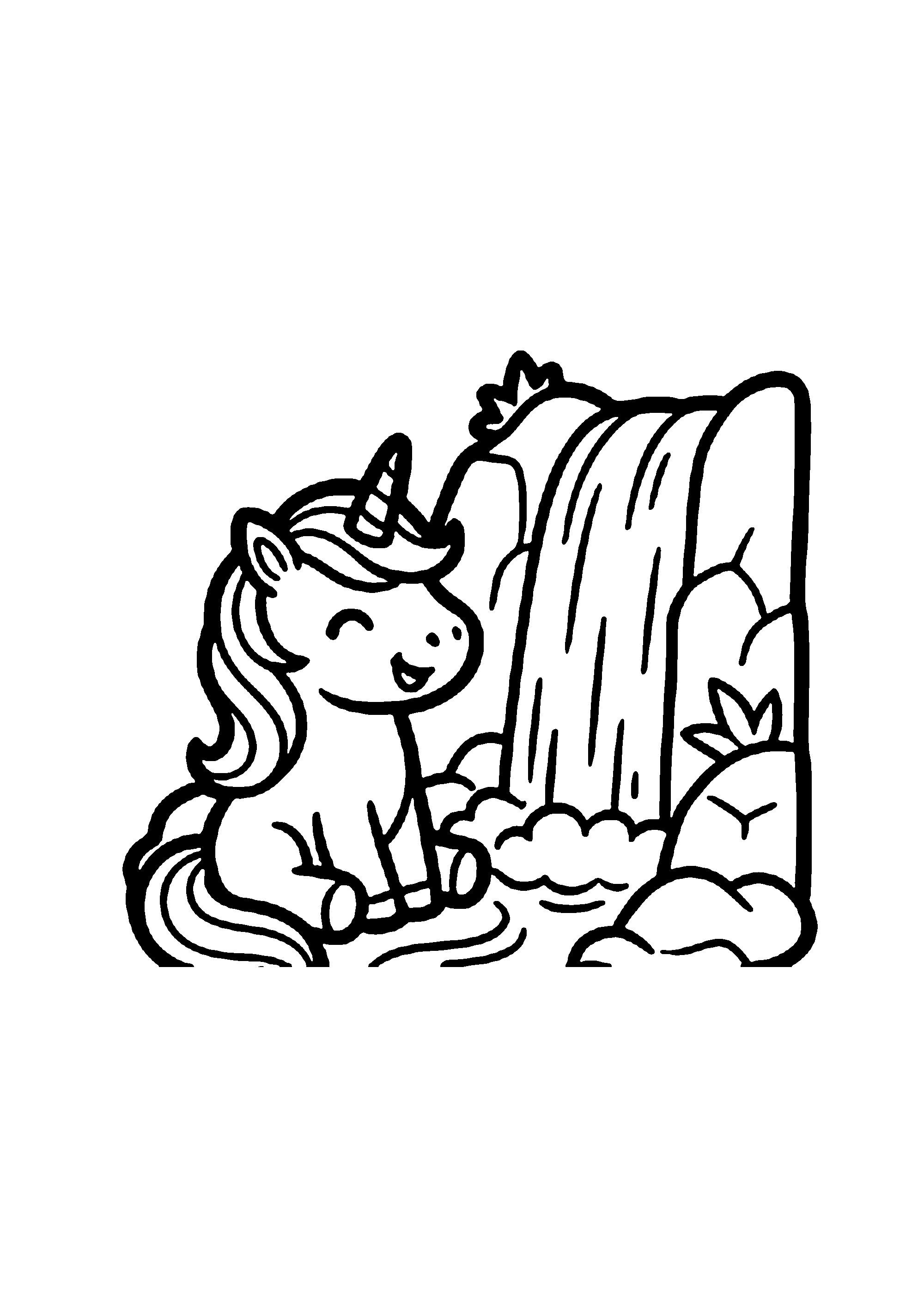 Coloriage aux contours nets : Licorne Céleste Enchantée