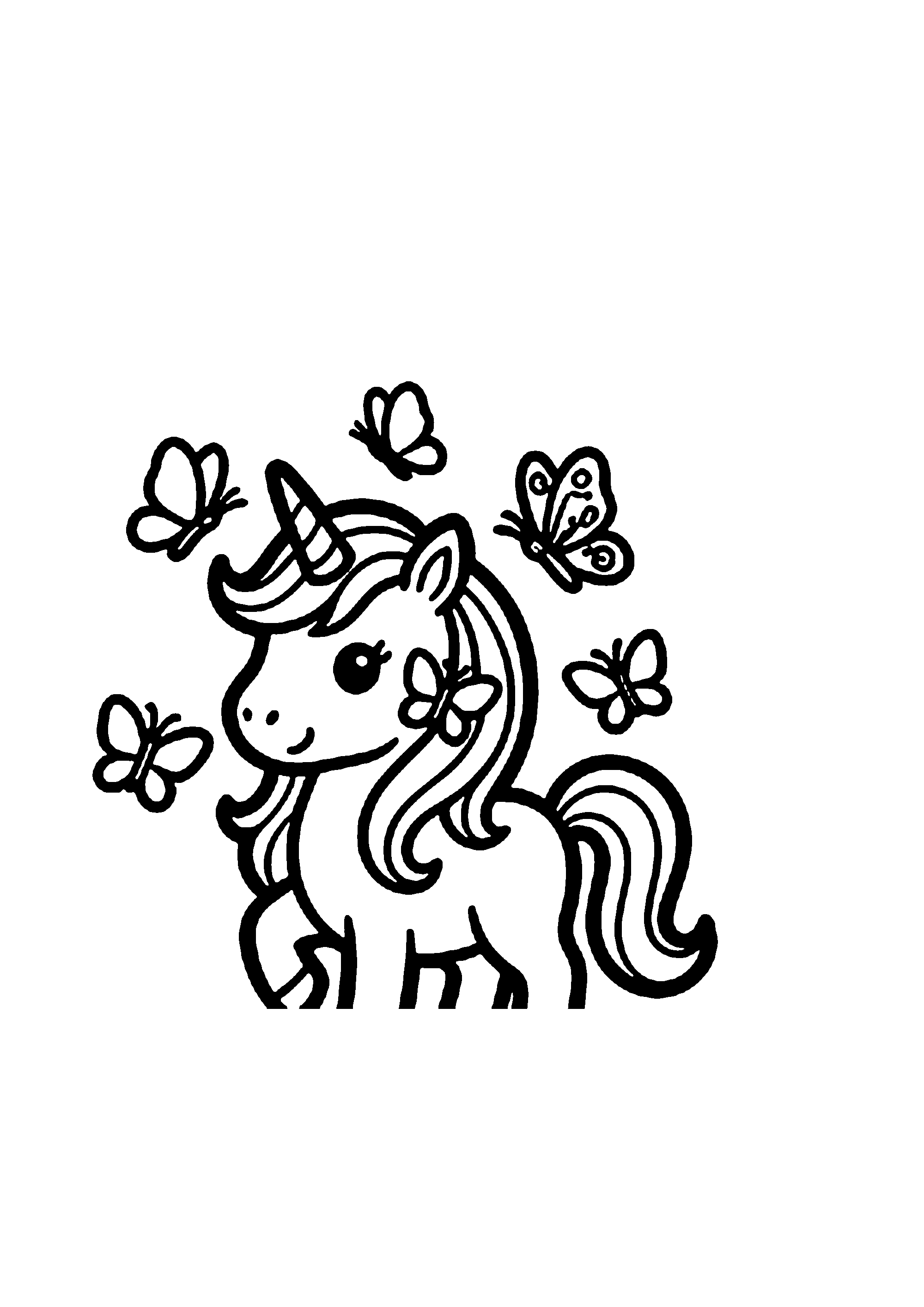 Coloriage aux contours nets : Licorne Céleste Enchantée