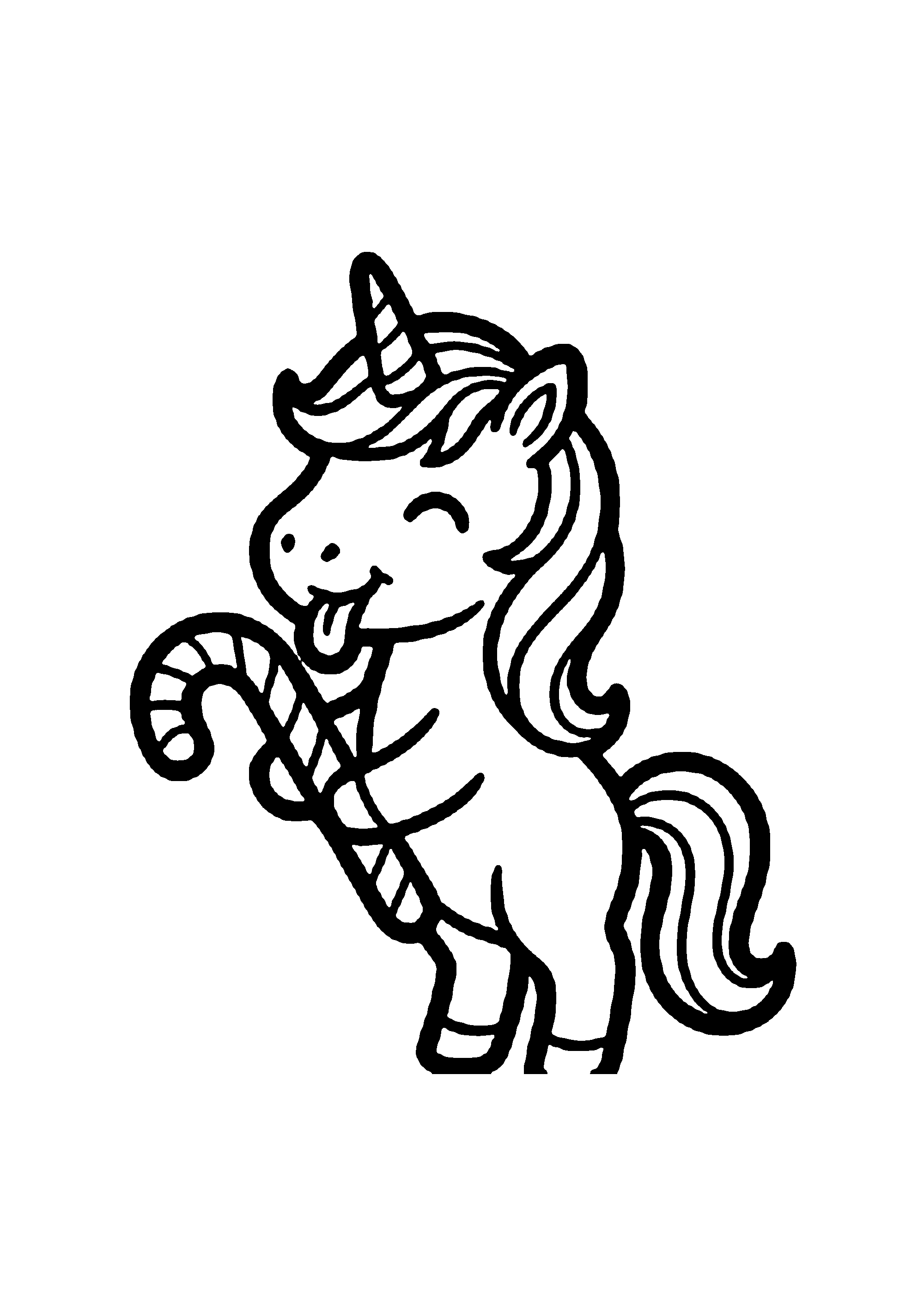 Coloriage aux contours nets : Mignon Bébé Licorne