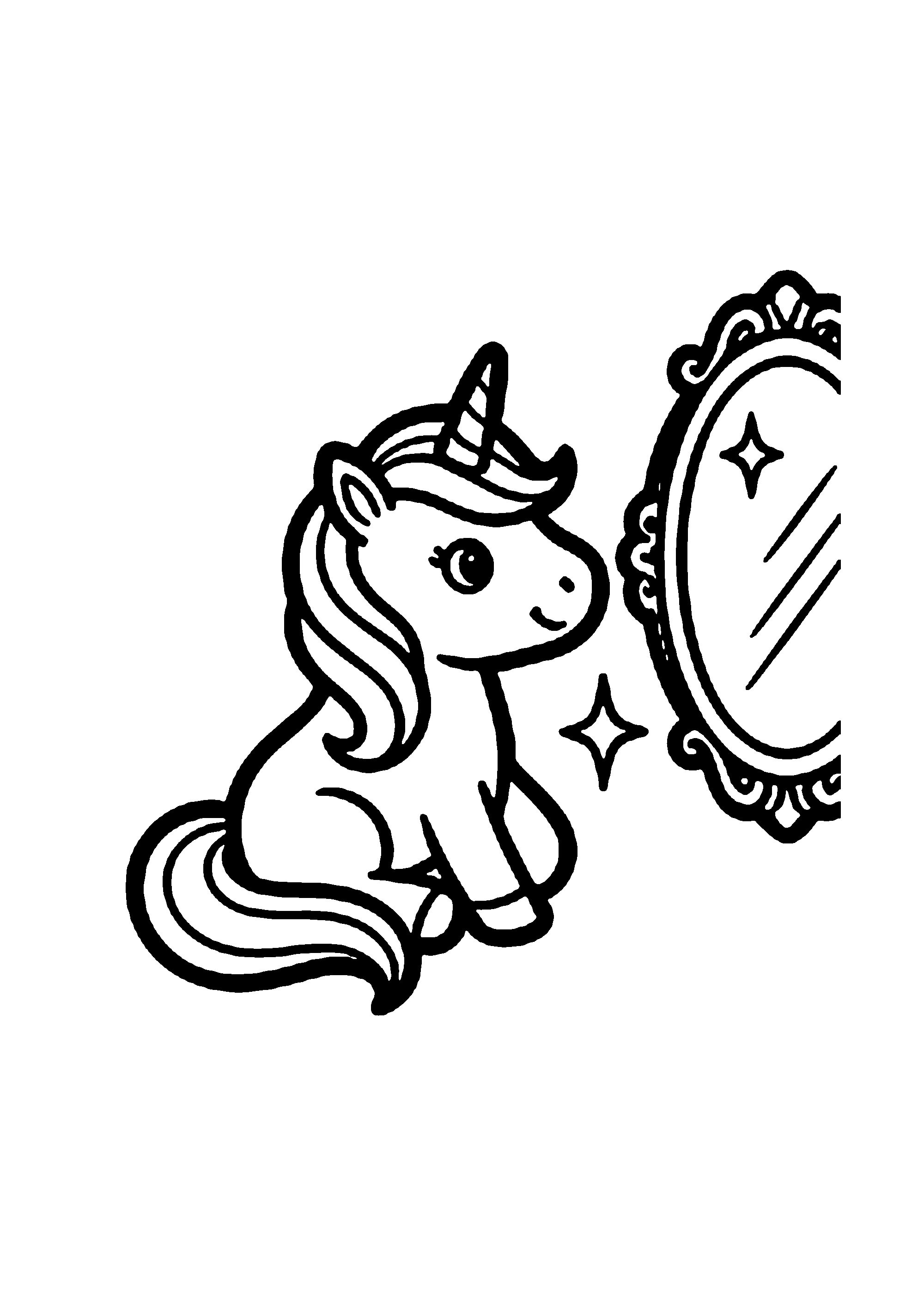 Coloriage aux contours nets : Licorne Céleste Enchantée