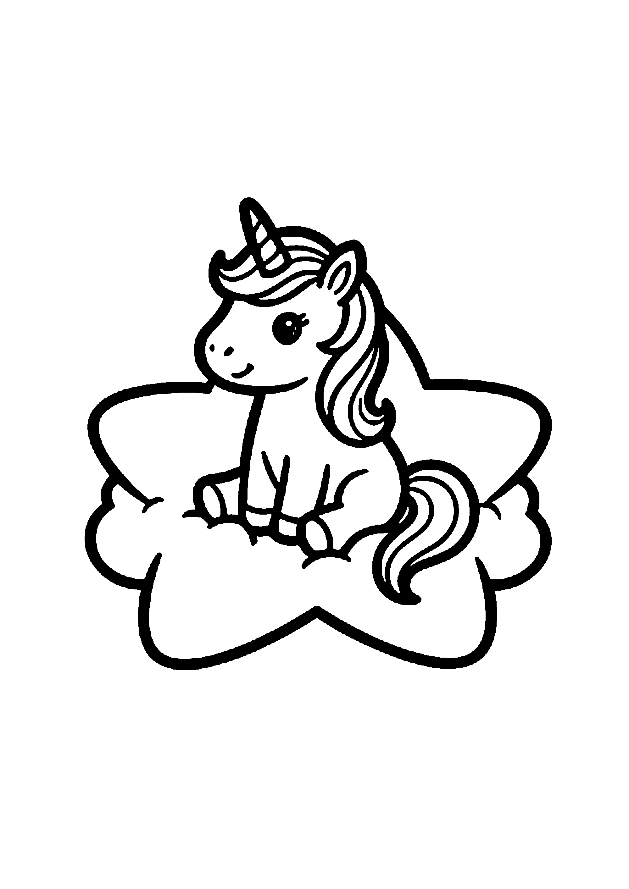 Coloriage aux contours nets : Licorne Céleste Enchantée