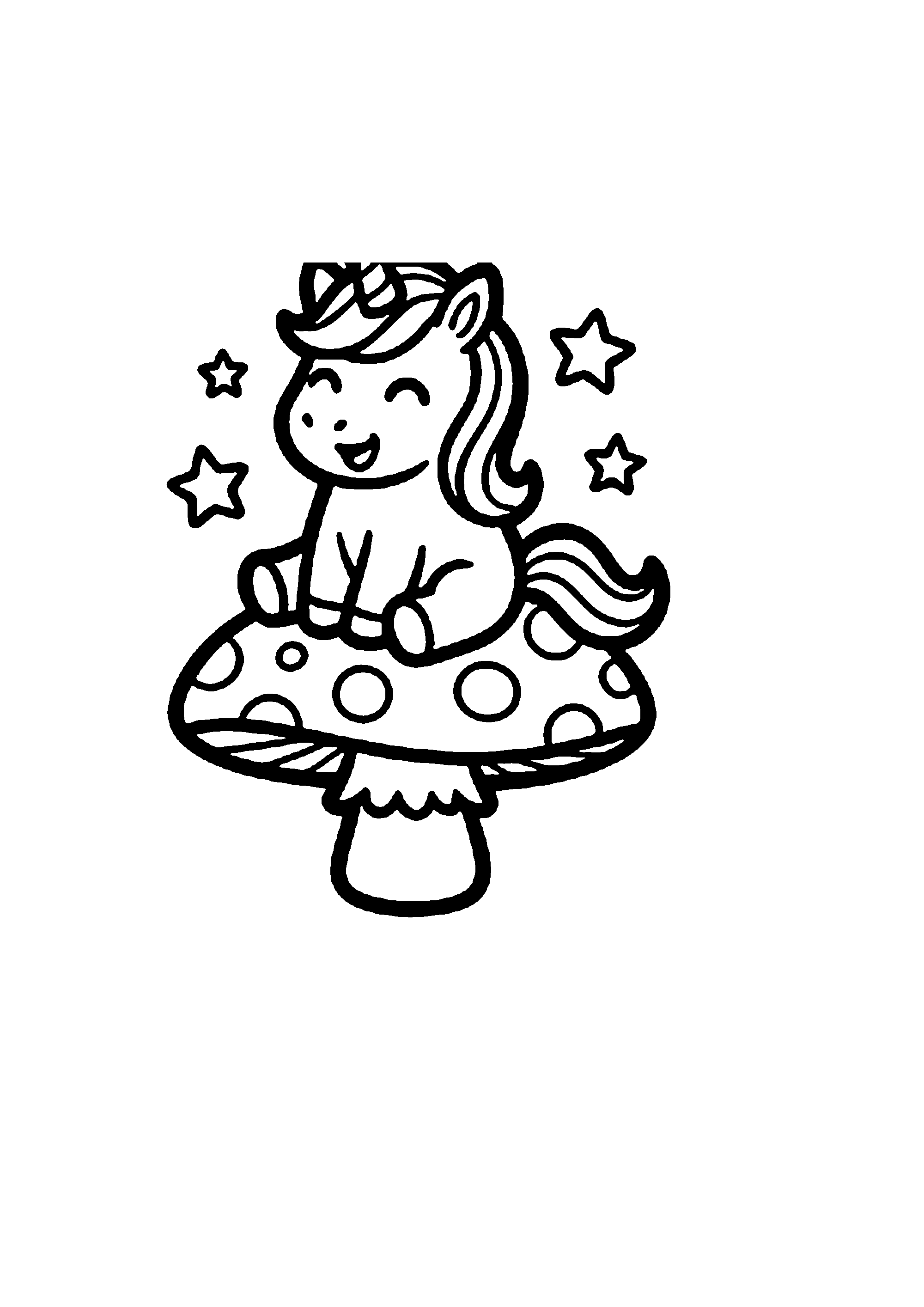 Coloriage aux contours nets : Mignon Bébé Licorne