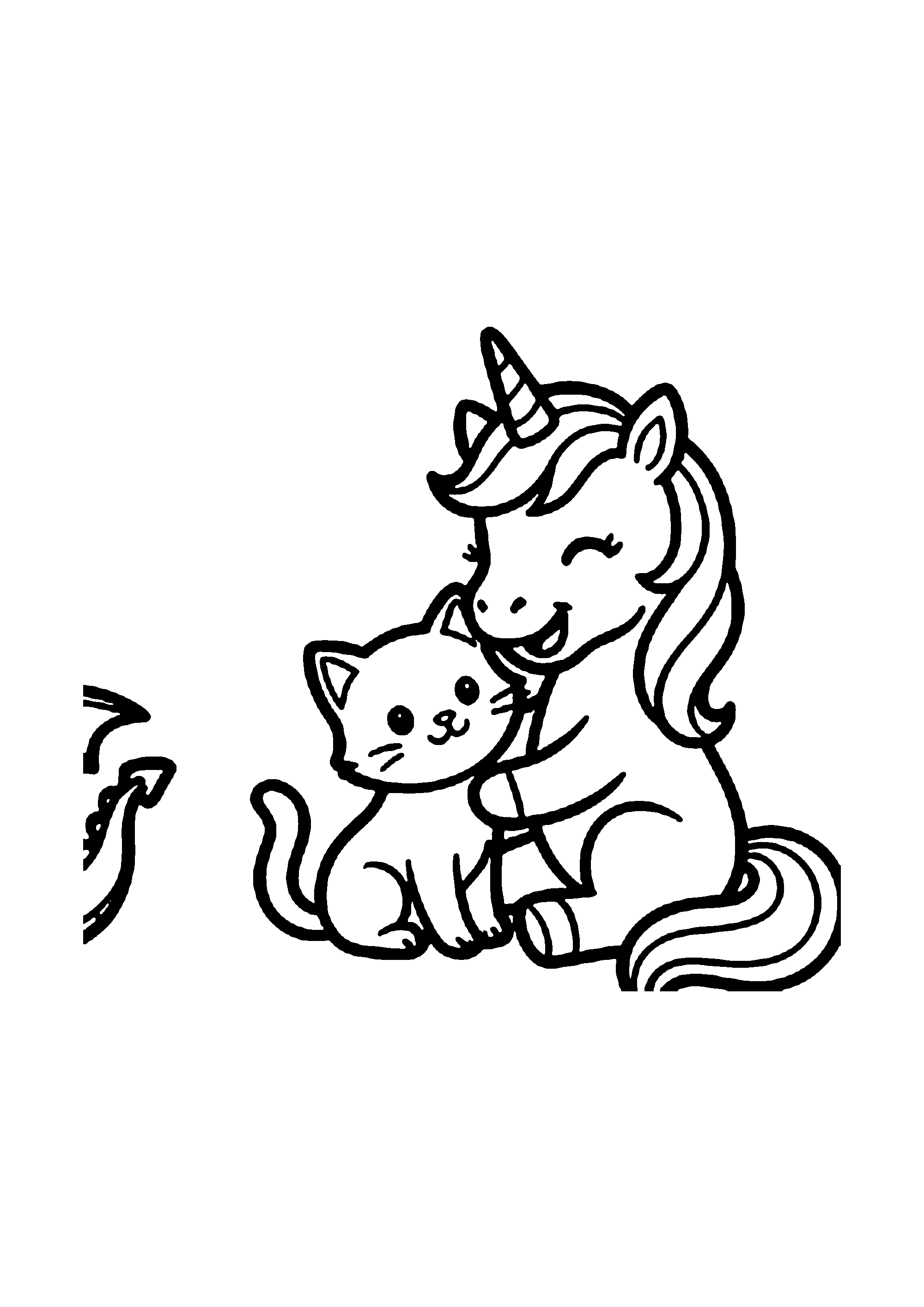 Coloriage aux contours nets : Licorne Céleste Enchantée