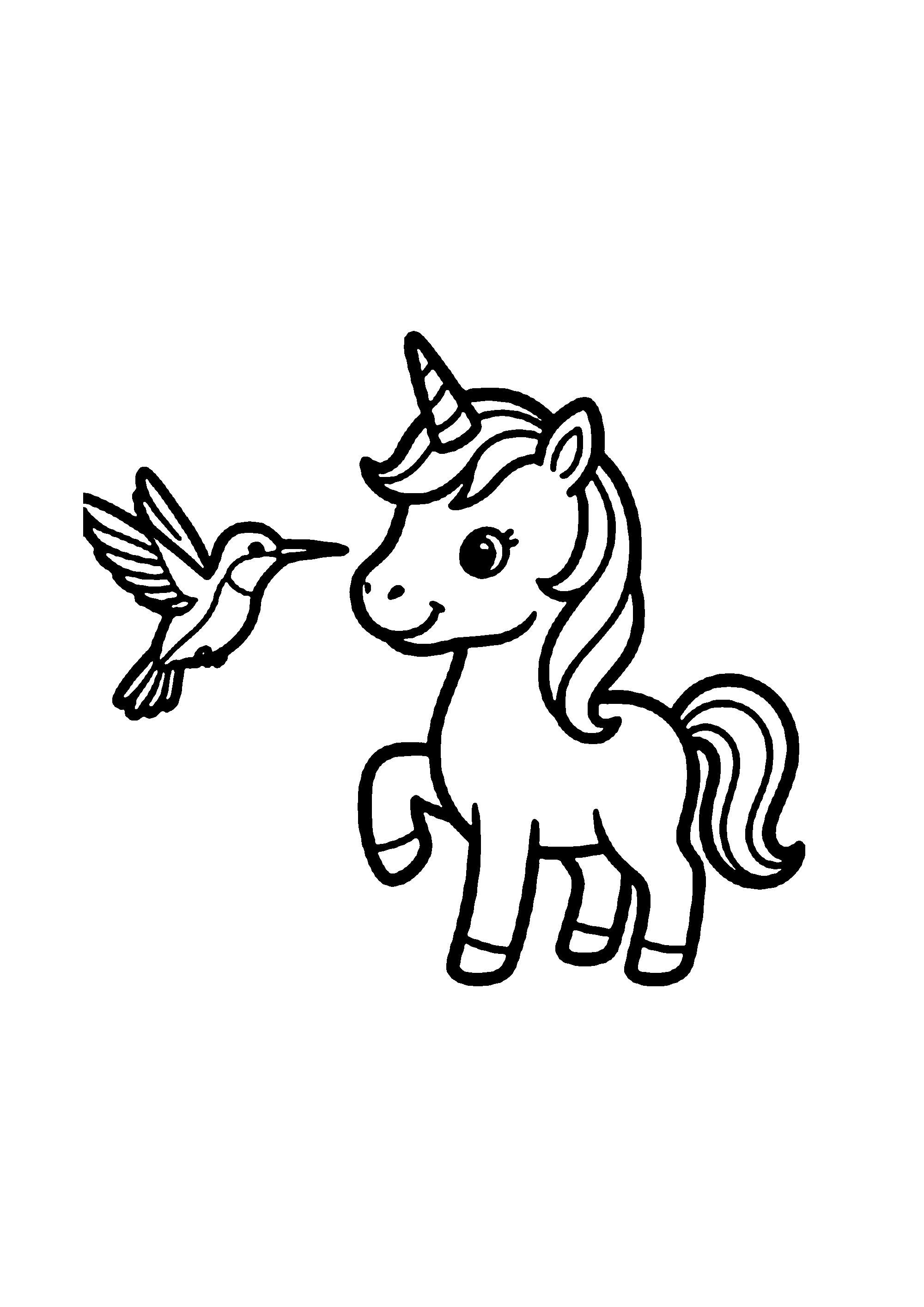 Coloriage aux contours nets : Mignon Bébé Licorne