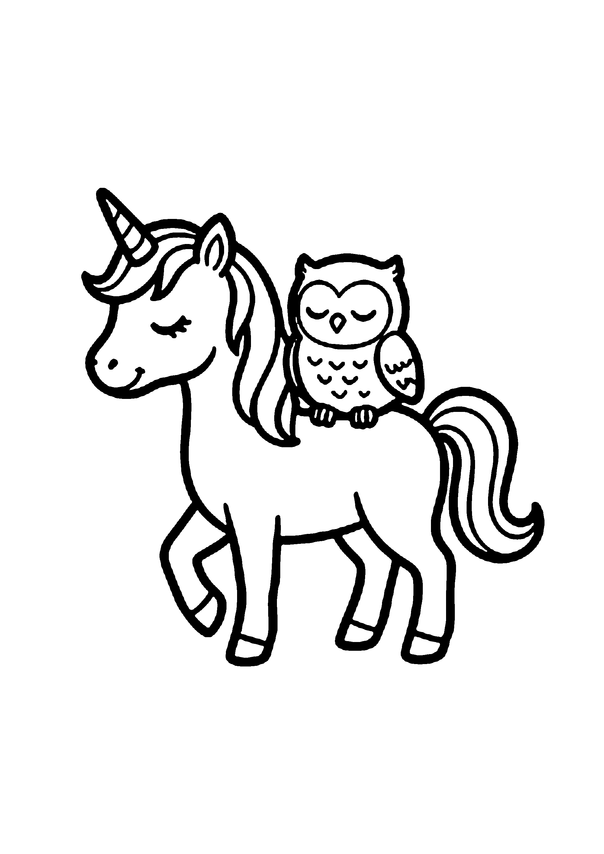 Coloriage aux contours nets : Mignon Bébé Licorne