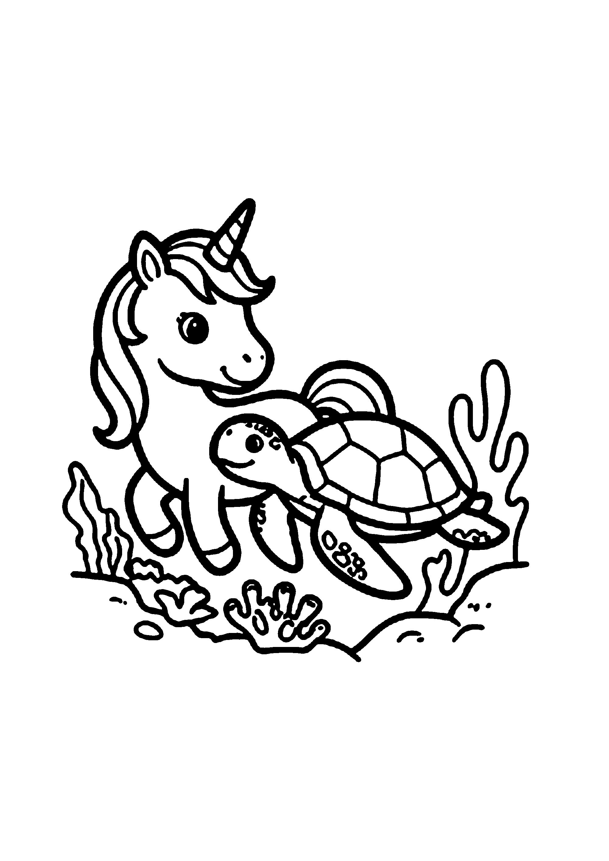 Coloriage aux contours nets : Licorne Céleste Enchantée