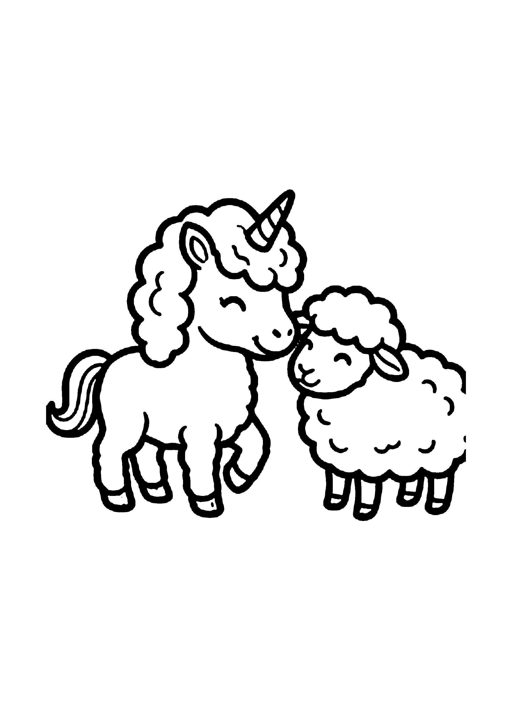 Coloriage aux contours nets : Licorne Céleste Enchantée