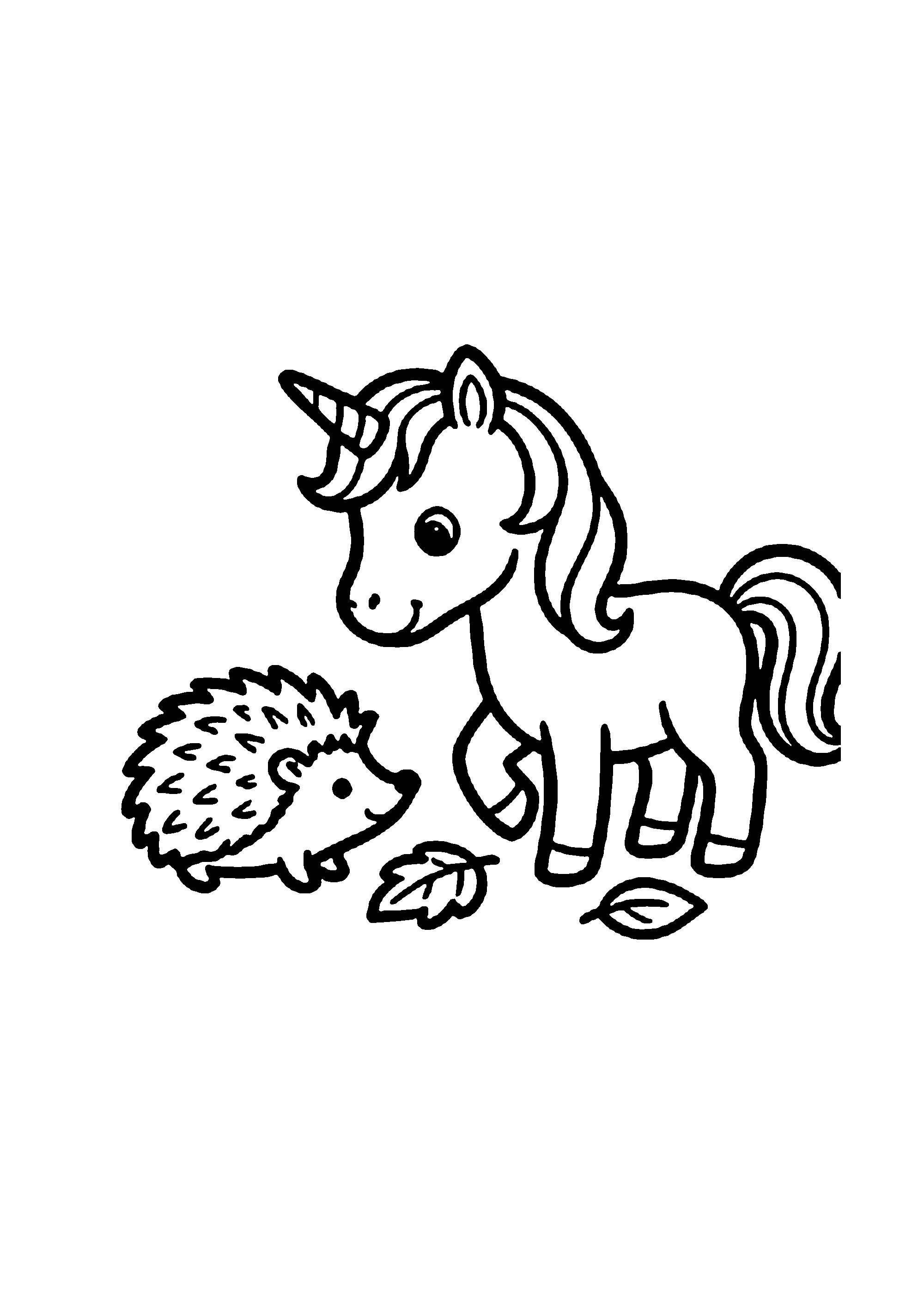 Coloriage aux contours nets : Mignon Bébé Licorne