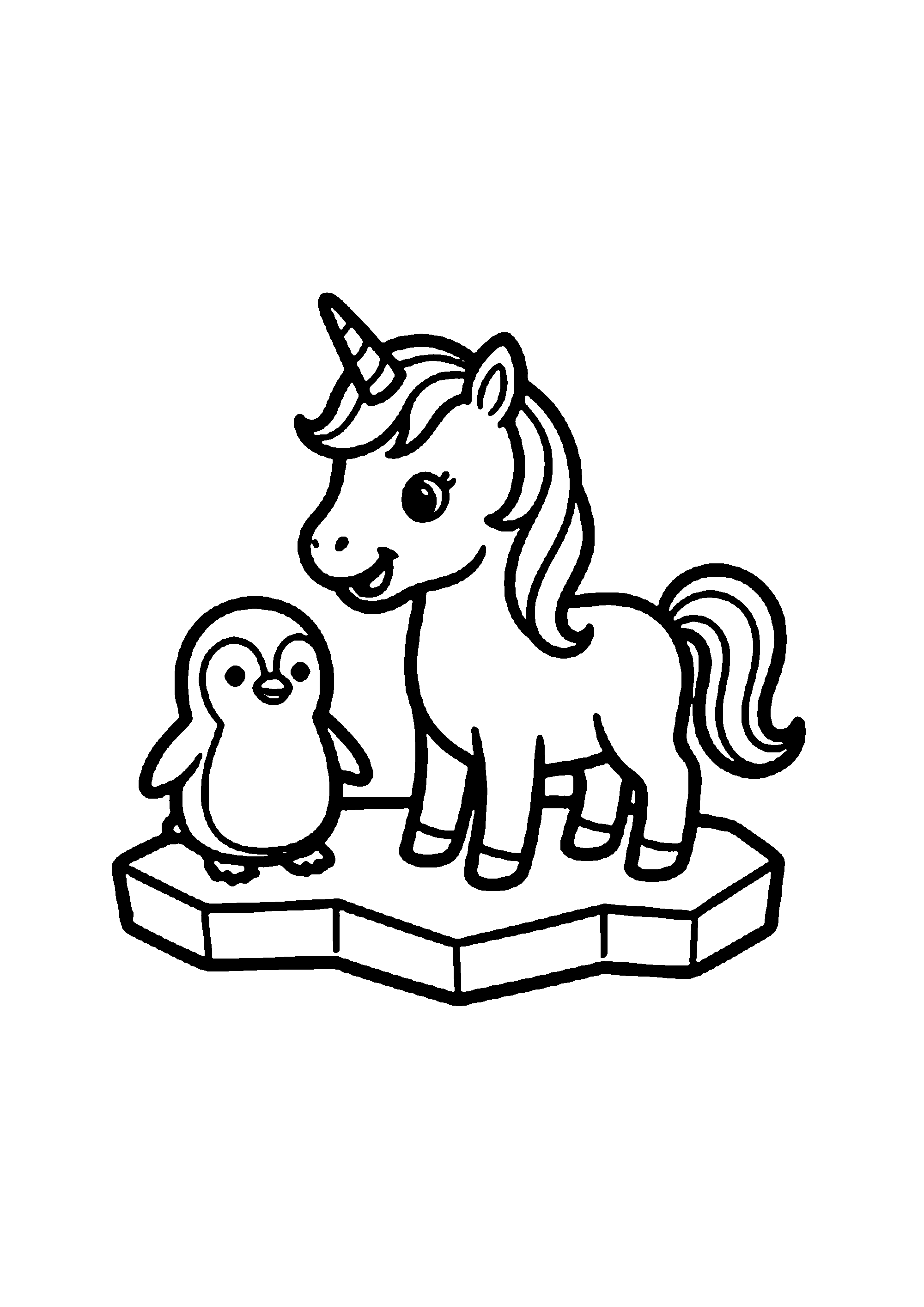 Coloriage aux contours nets : Mignon Bébé Licorne