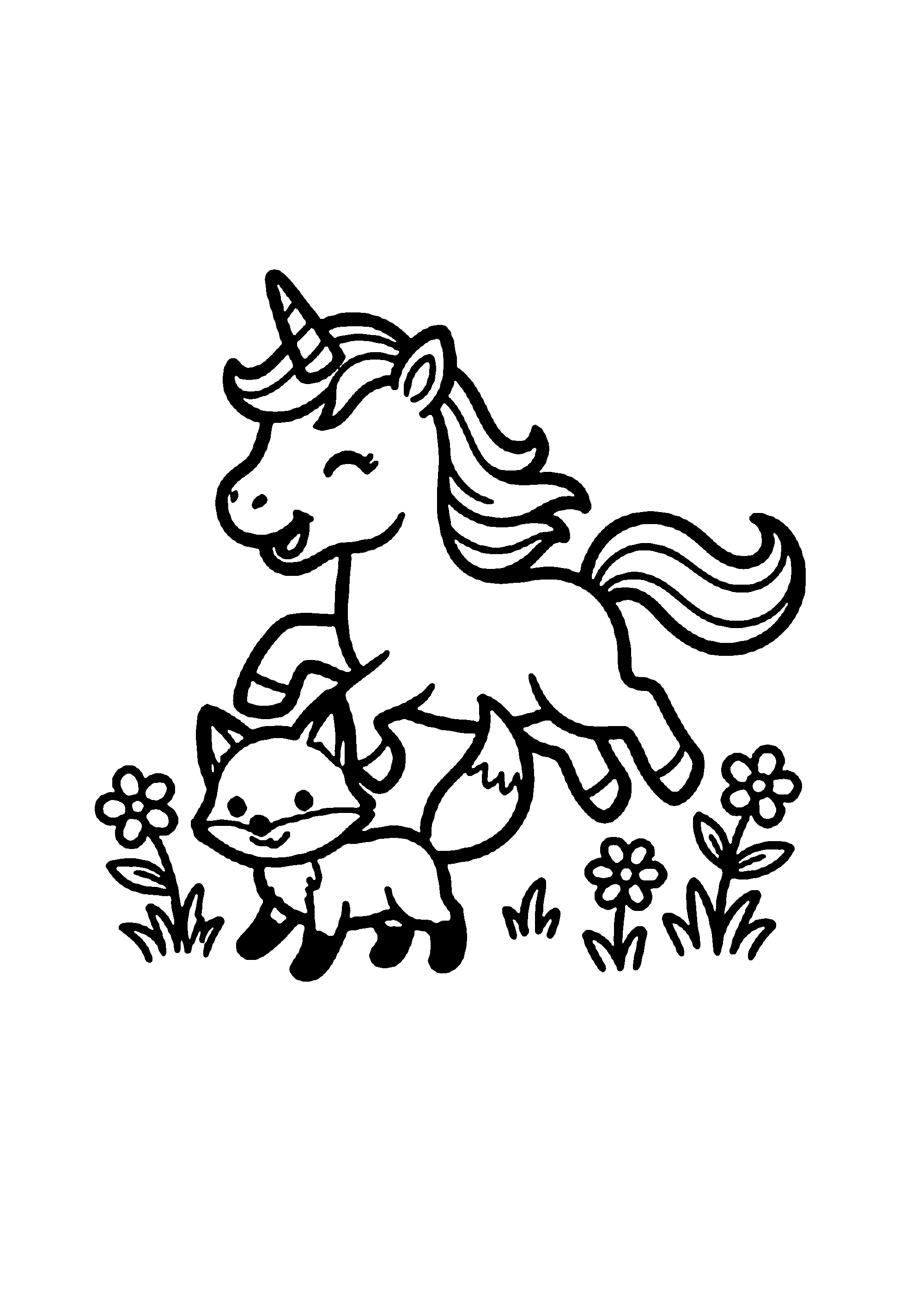 Coloriage aux contours nets : Licorne Céleste Enchantée