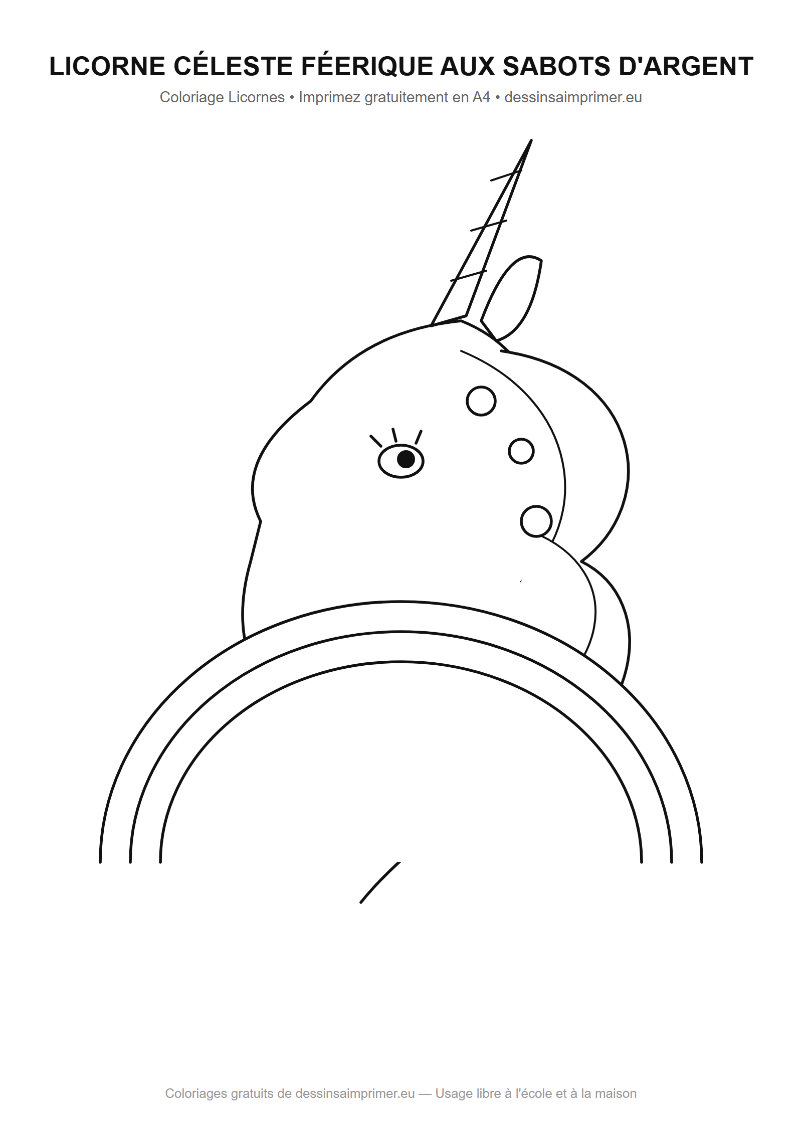 Coloriage aux contours nets : Licorne Céleste Enchantée